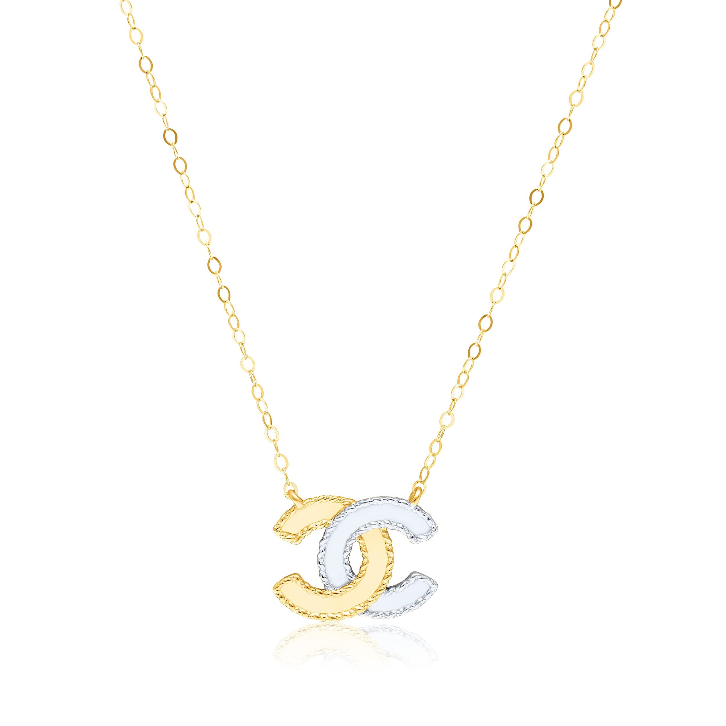 18K Pure Gold 2 Color C.H Necklace Talagold