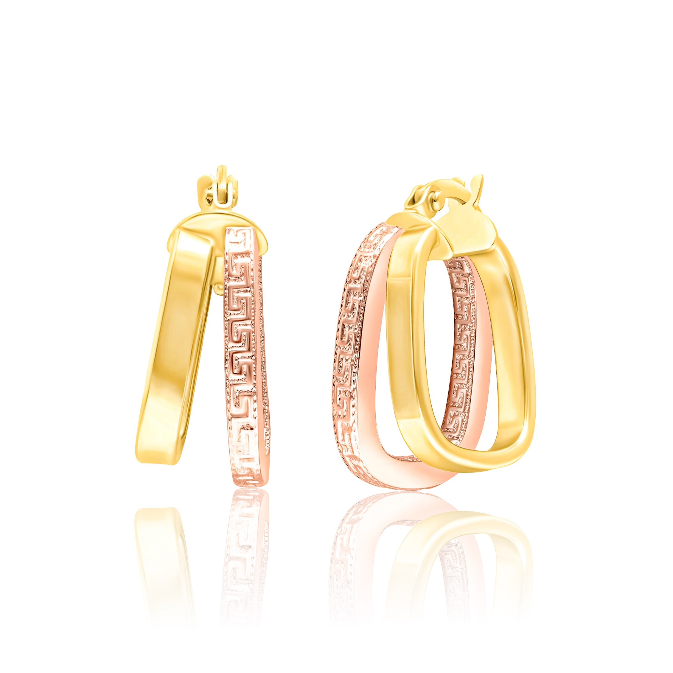 18K Pure Gold 2 Color Square Earring Set Talagold