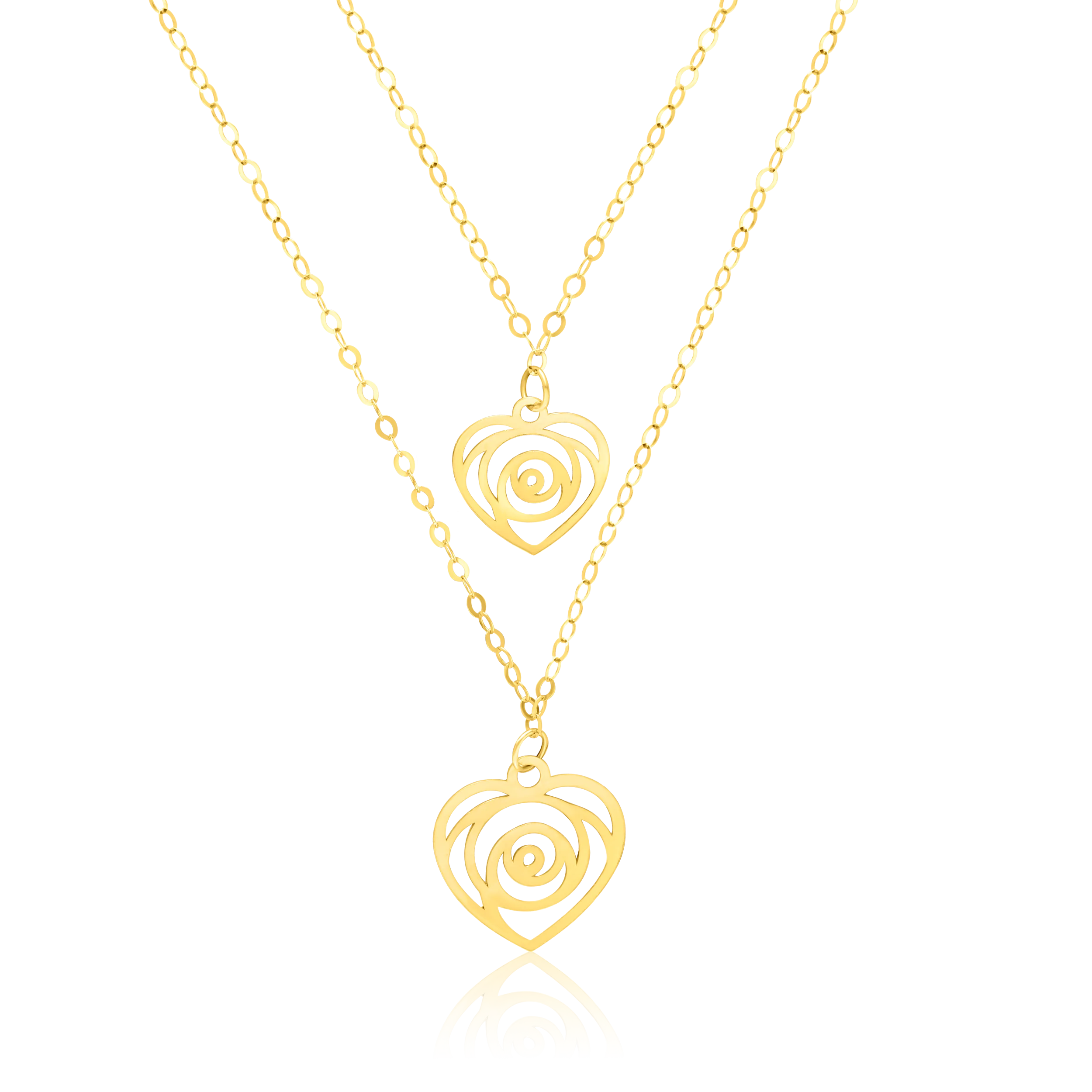 18K Pure Gold 2 Layer Heart Necklace Talagold