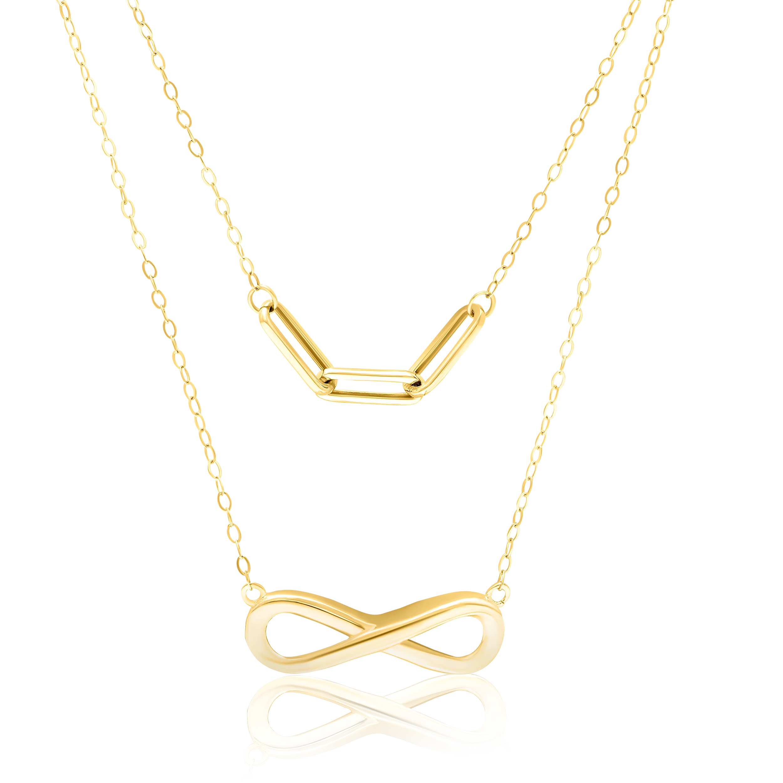 18K Pure Gold 2 Layer Linked Infinity Necklace Talagold