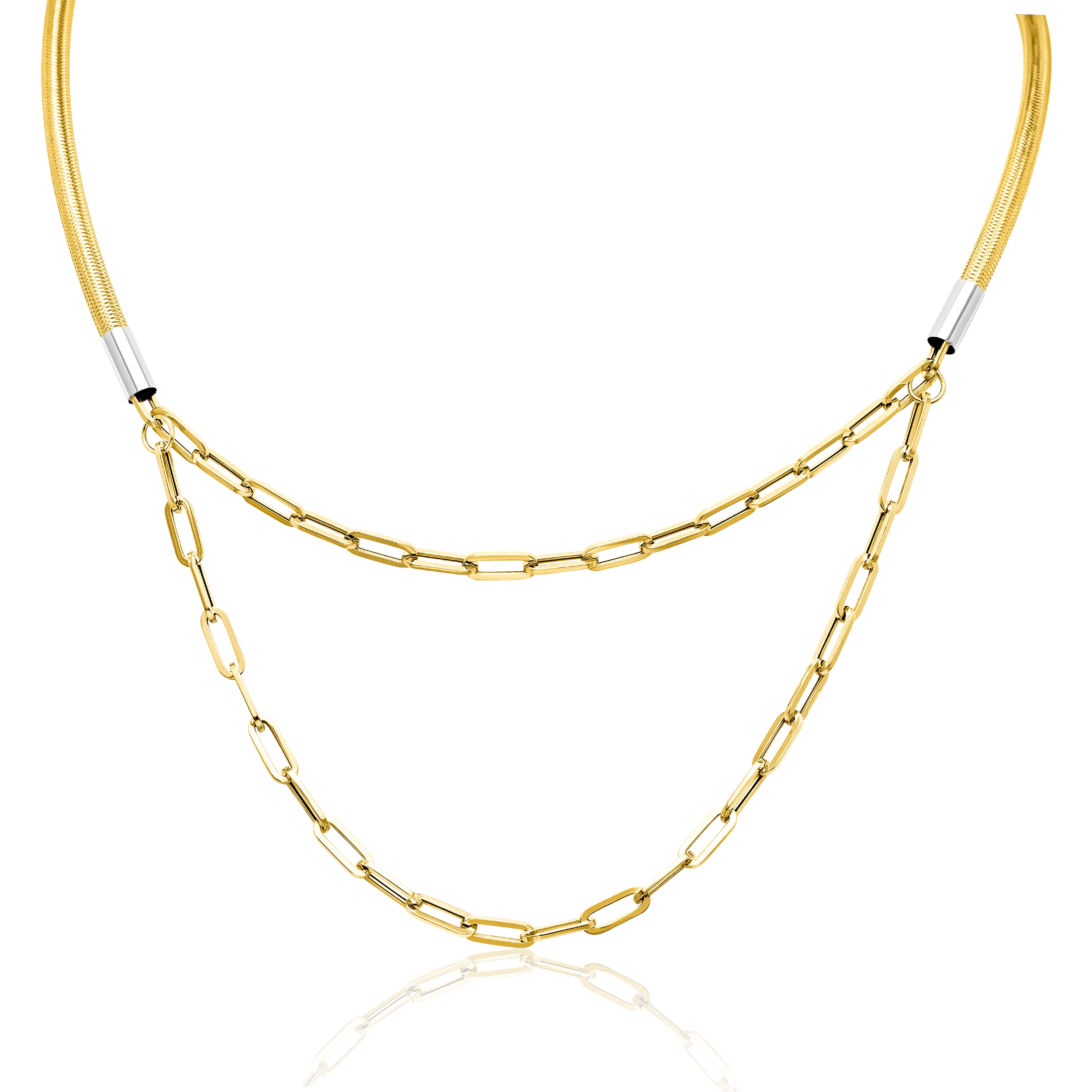18K Pure Gold 2 Layer Linked Necklace Talagold
