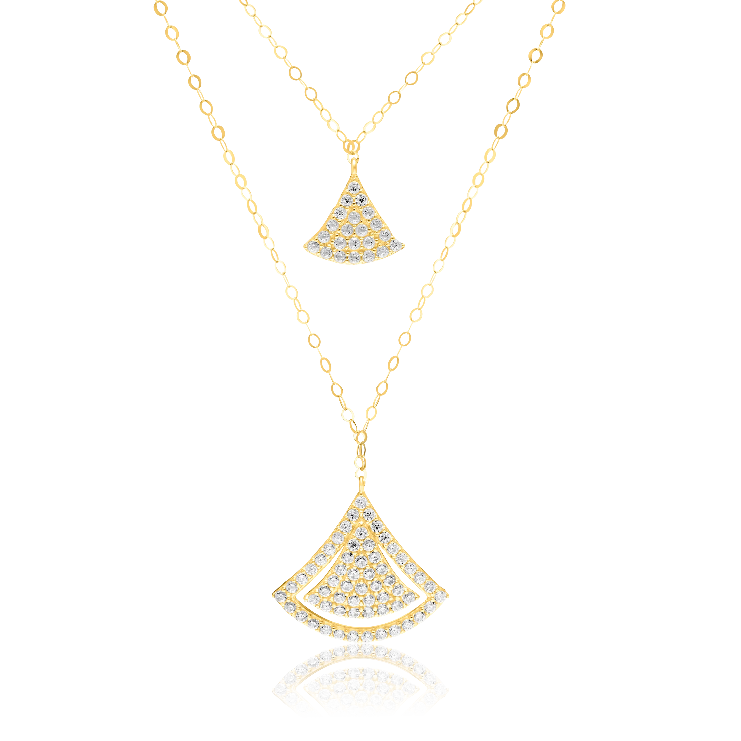 18K Pure Gold 2 Layer Oval Axe Stone Necklace Talagold
