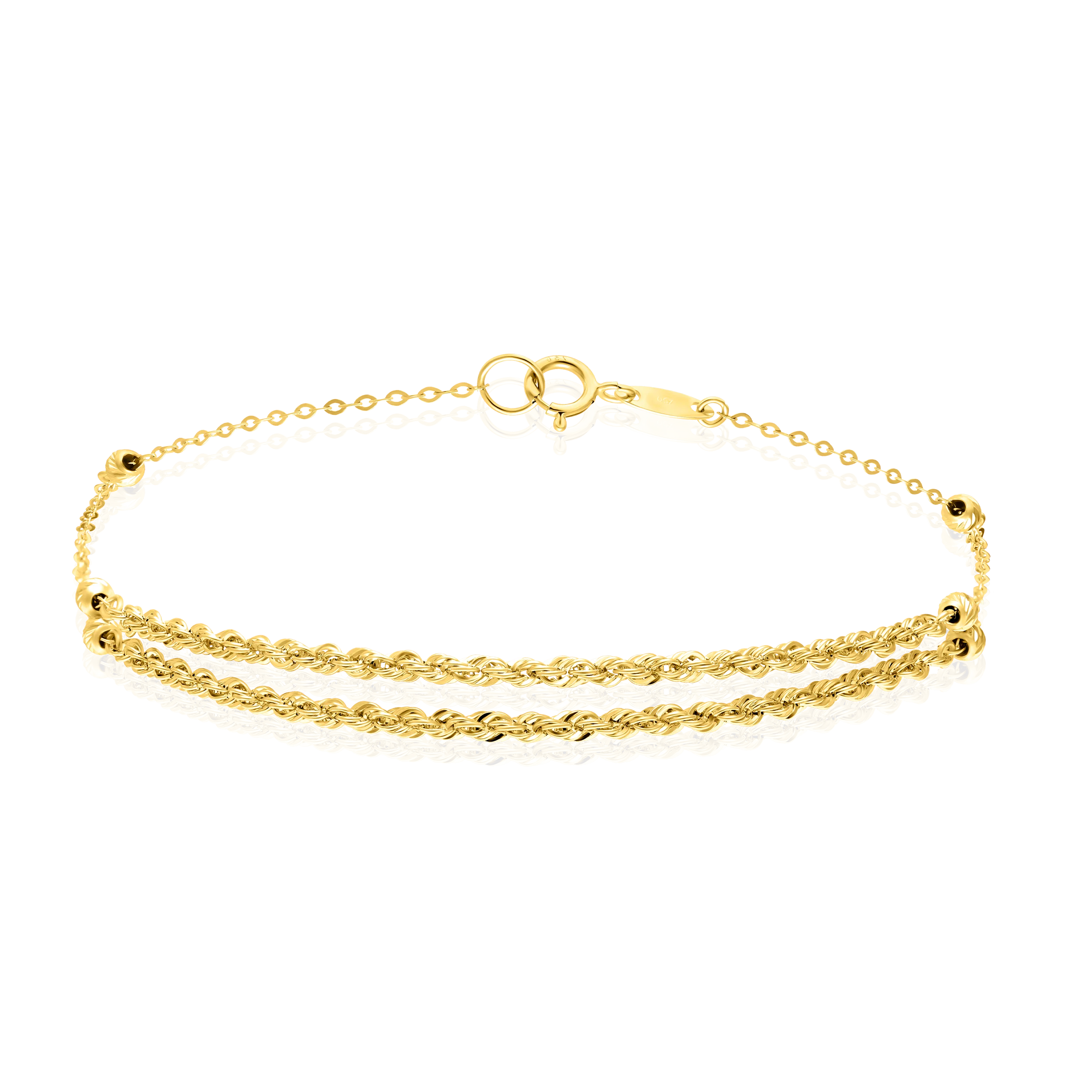 18K Pure Gold 2 Layer Rope Seed Bracelet Talagold