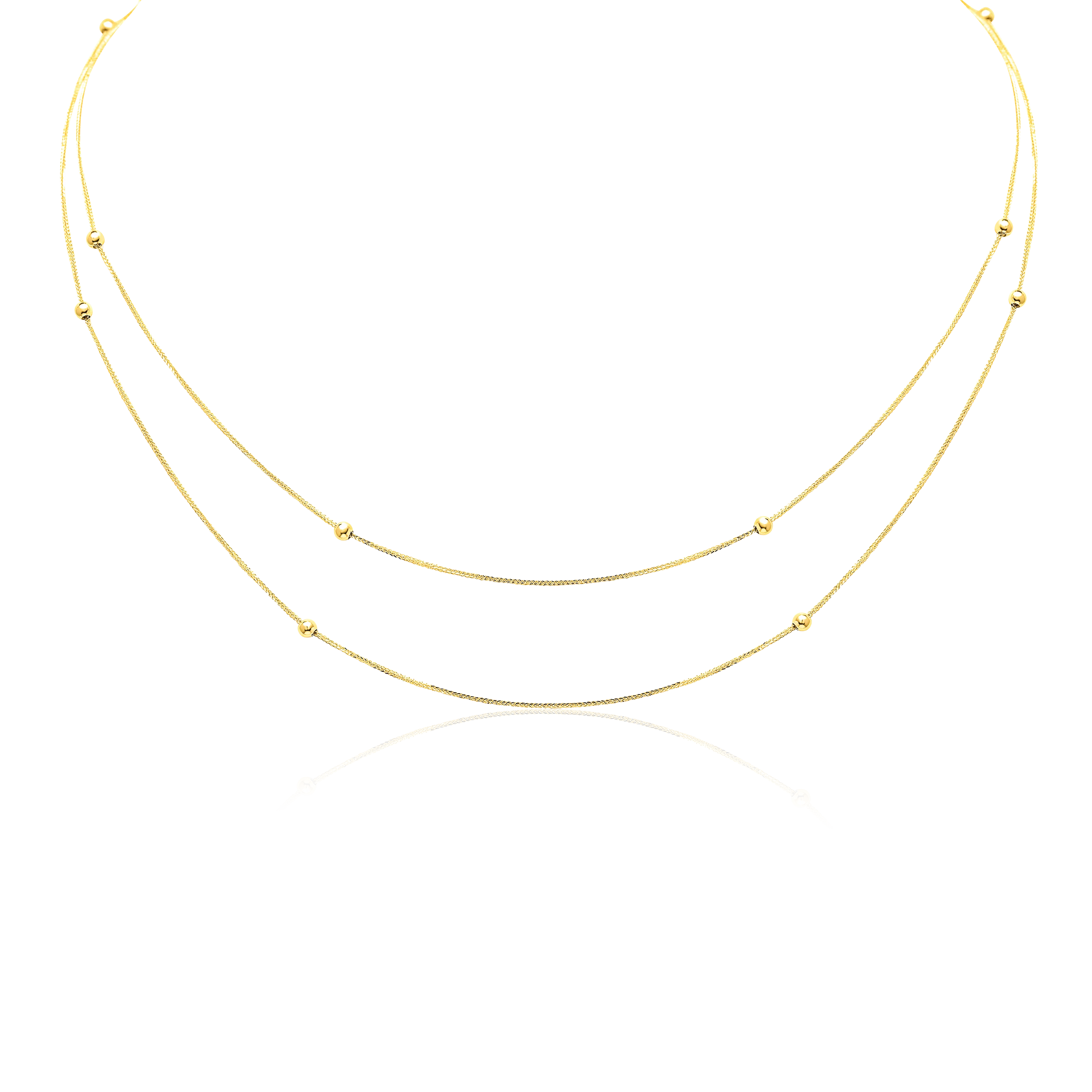 18K Pure Gold 2 Layer Seed Necklace Talagold