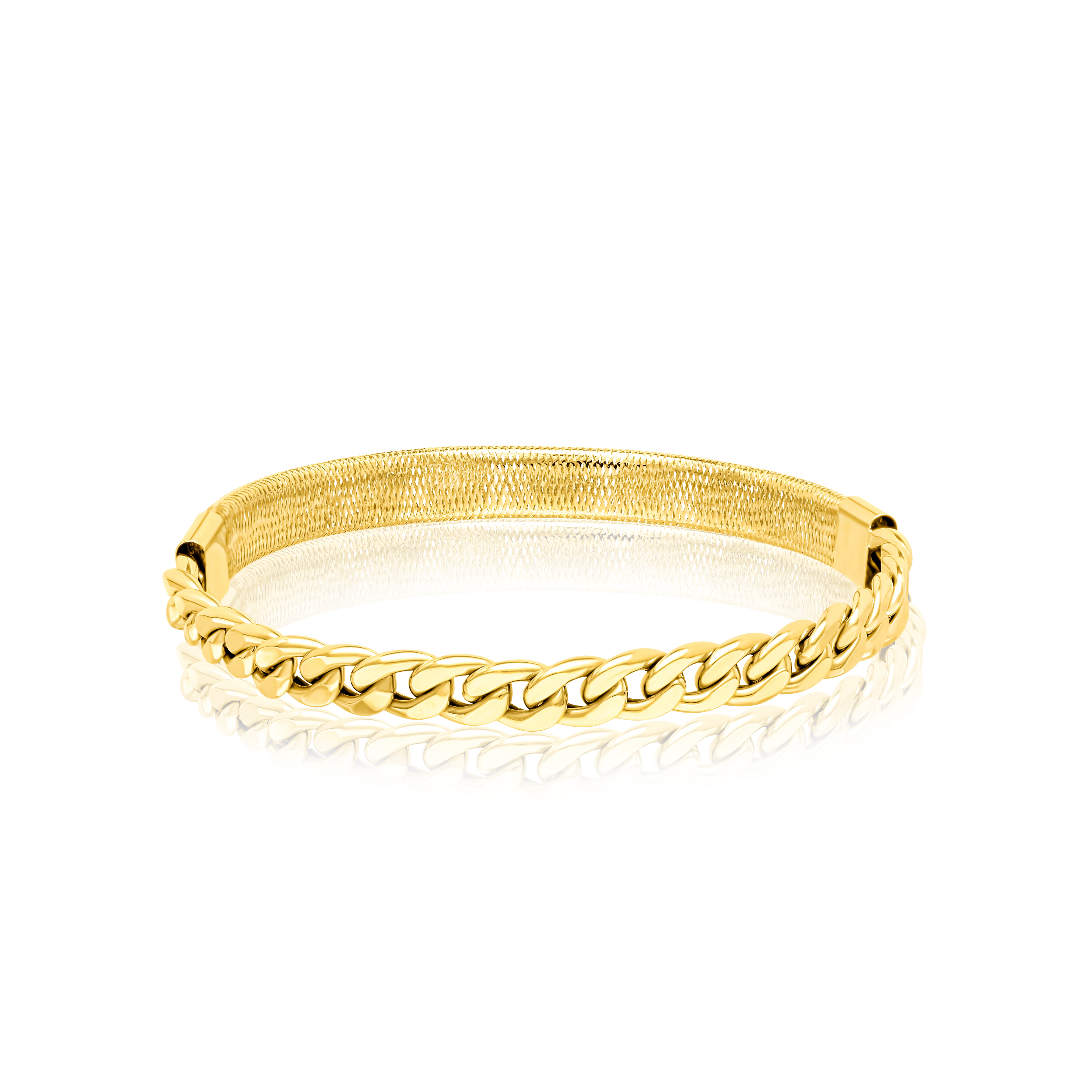 18K Pure Gold 3 Color Elastic Bangle Set - Image 4
