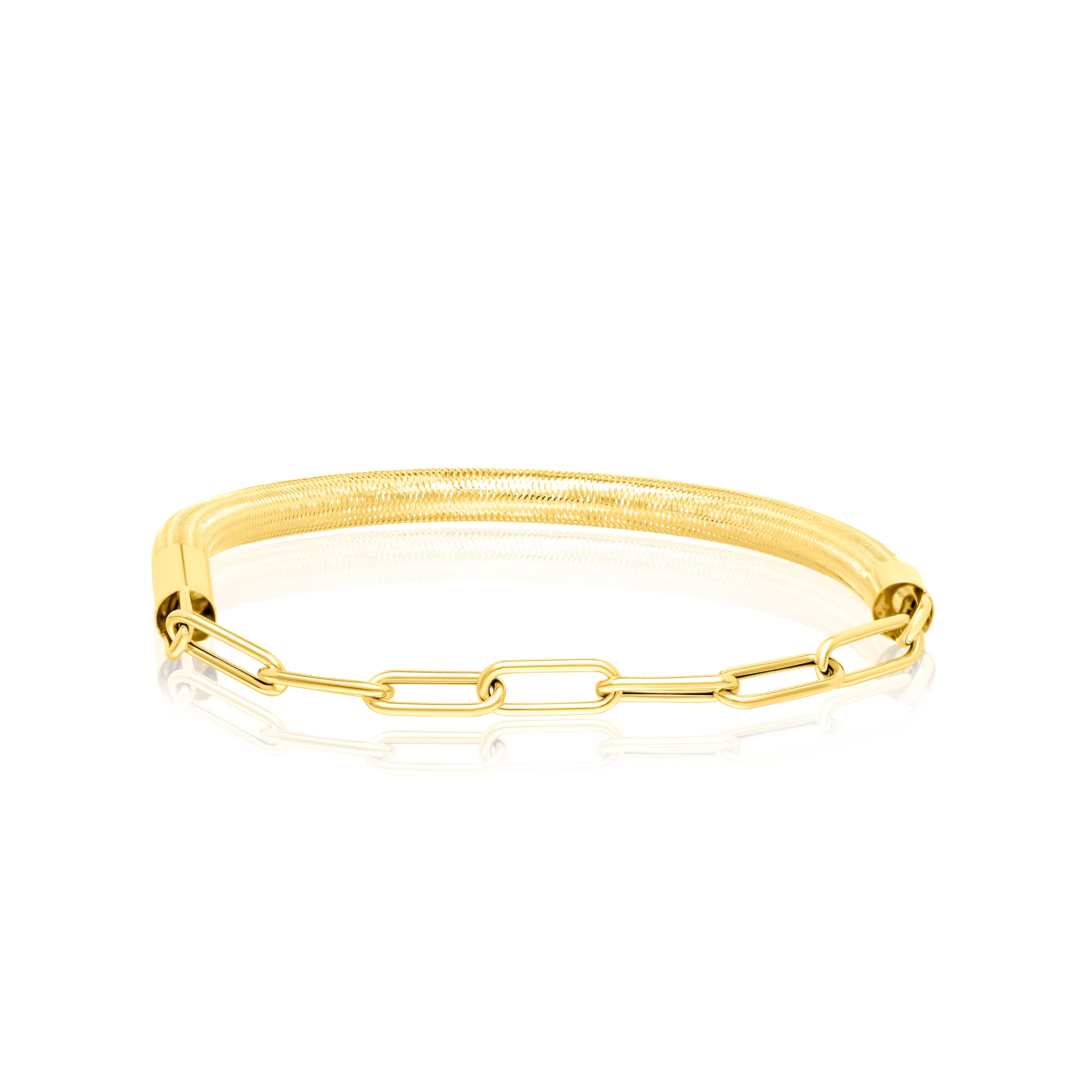 18K Pure Gold 3 Color Elastic Bangle Set - Image 4