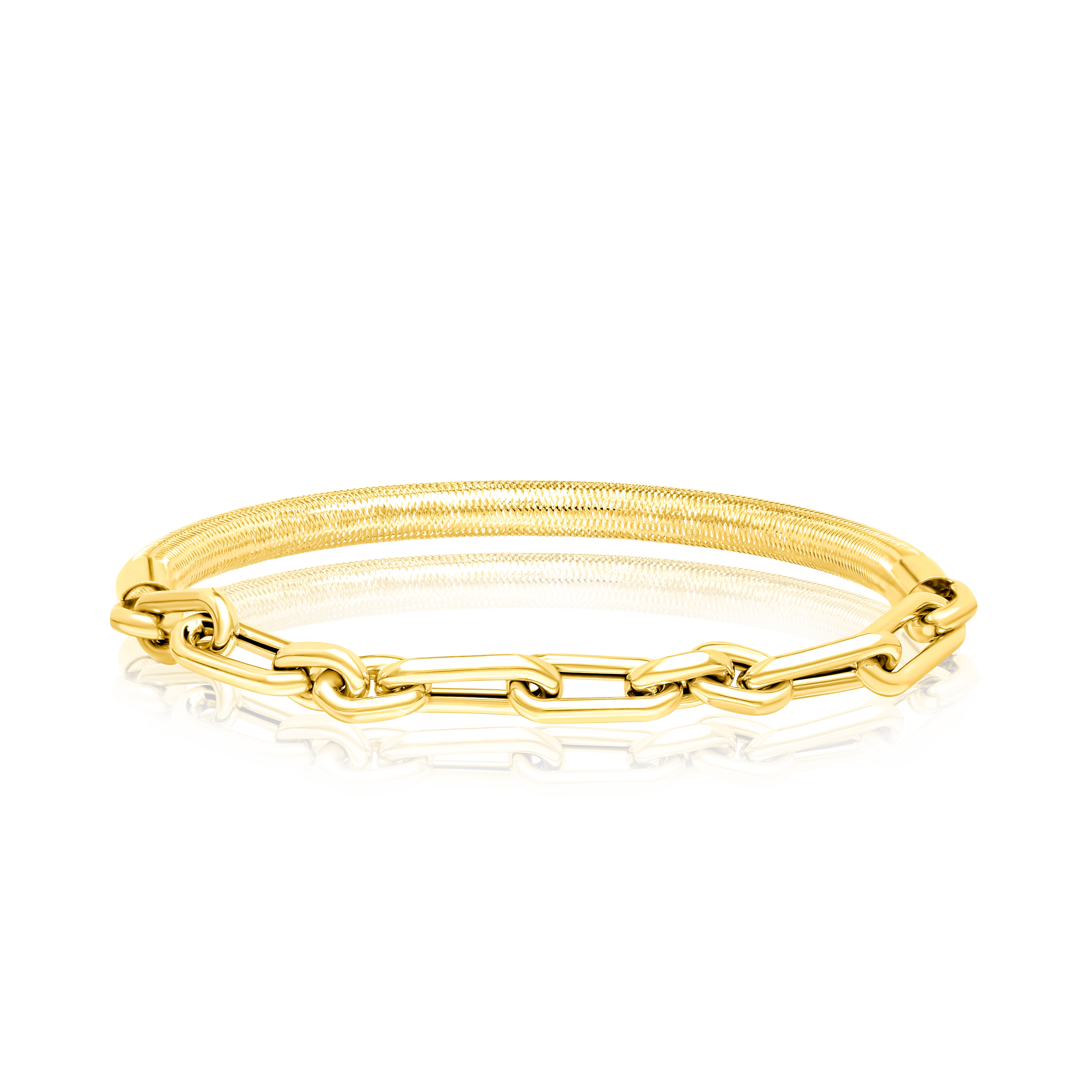 18K Pure Gold 3 Color Elastic Bangle Set - Image 4