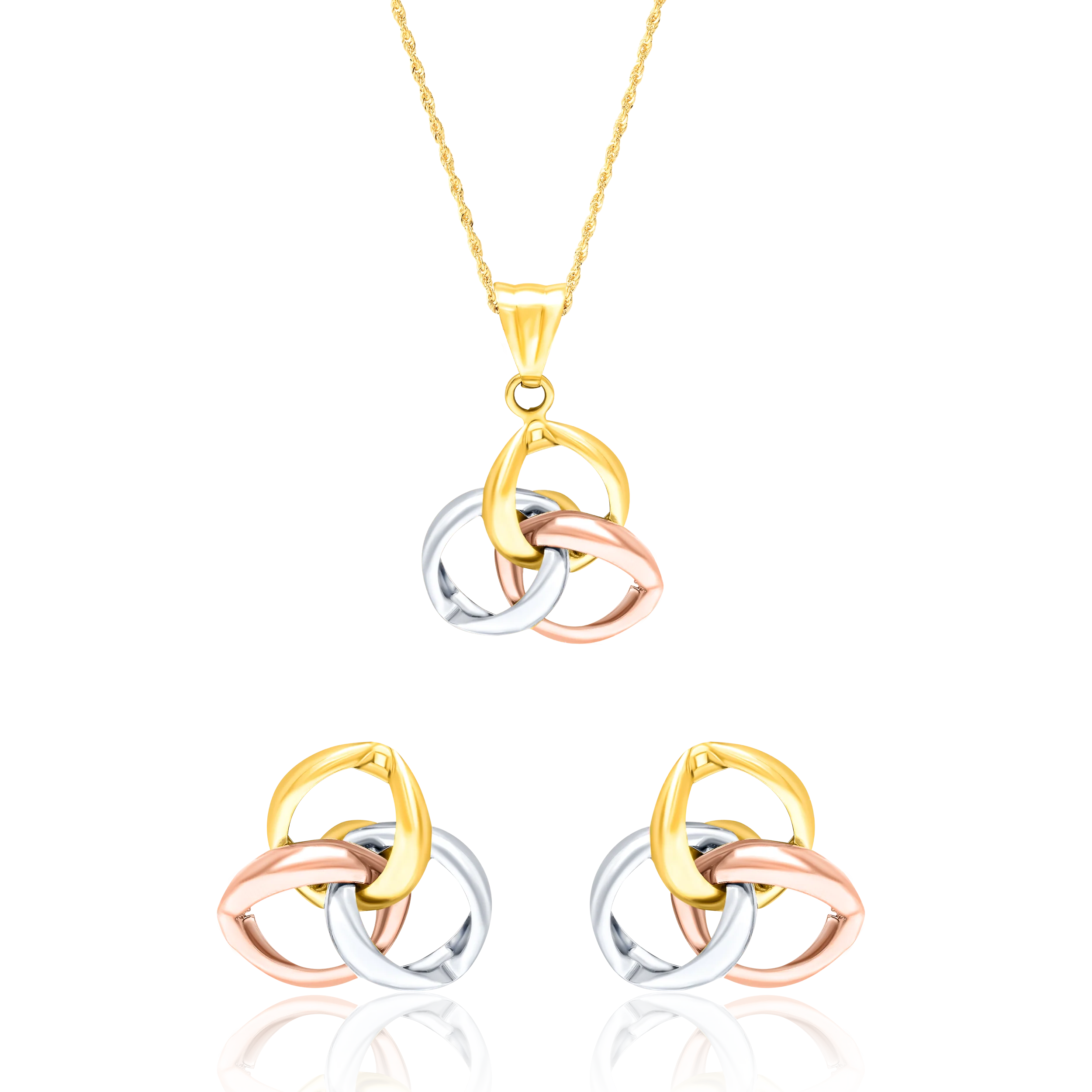 18K Pure Gold 3 Color Flower Jewelry Set Talagold