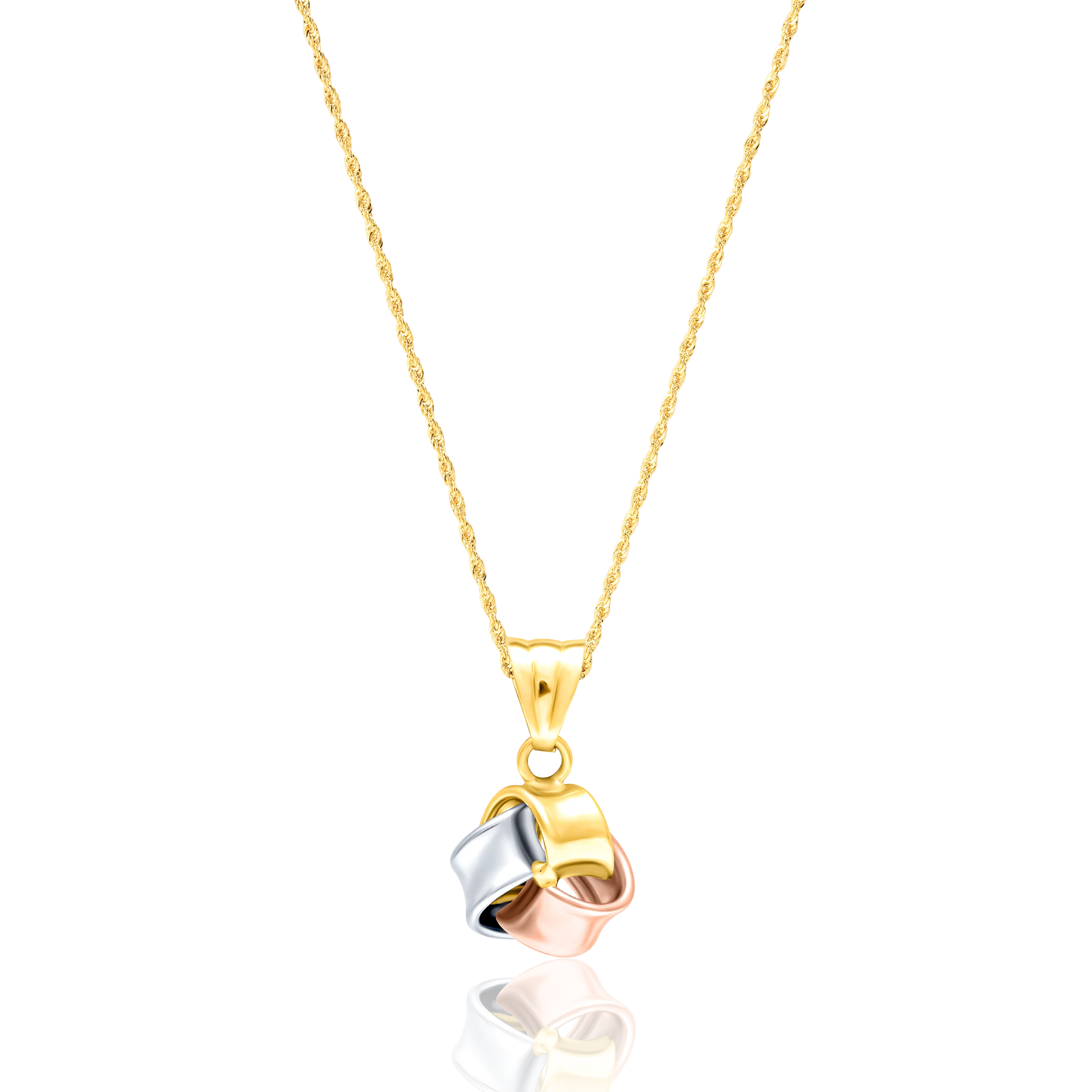 18K Pure Gold 3 Color Knot Necklace Talagold