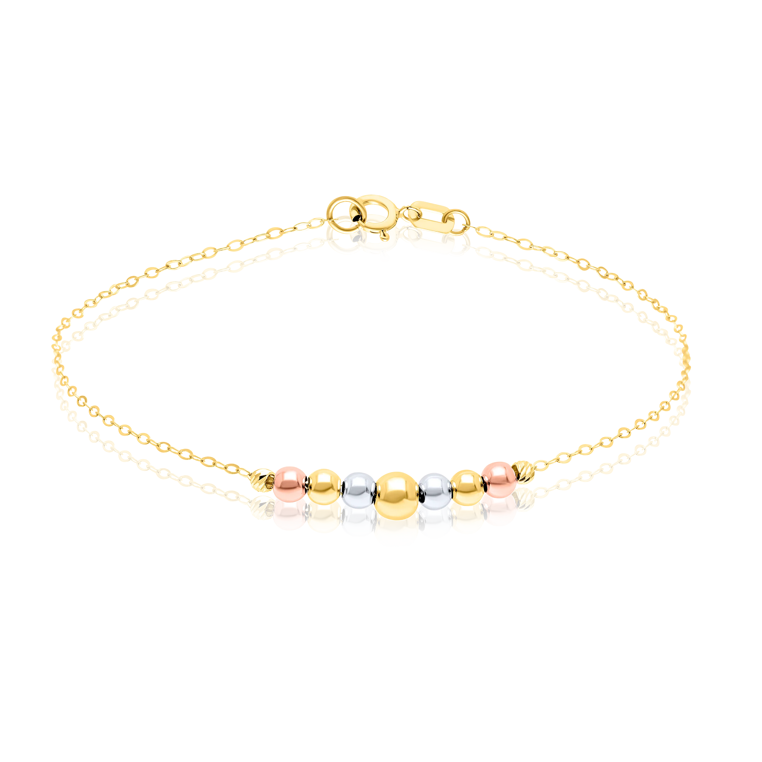 18K Pure Gold 3 Color Seed Bracelet Talagold