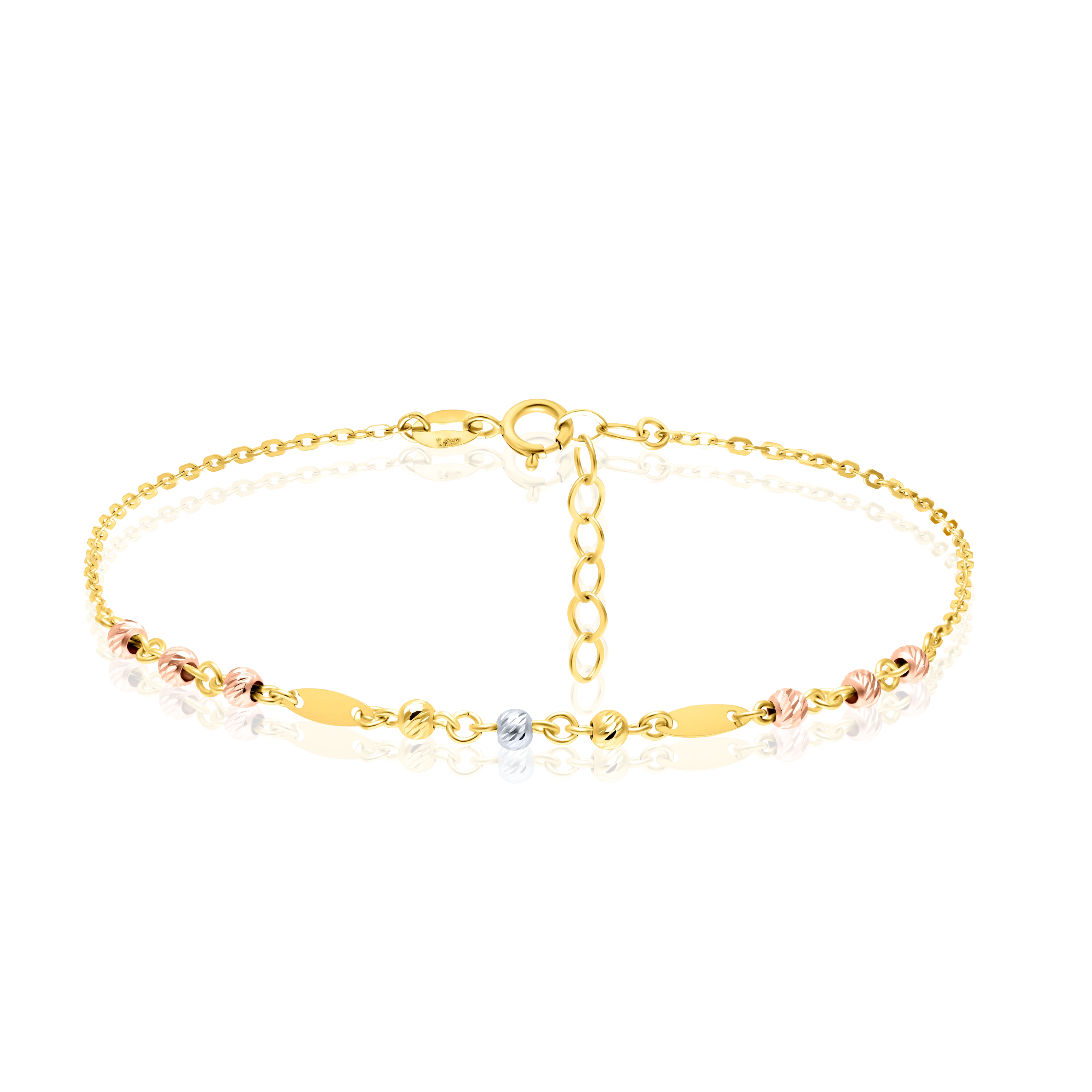 18K Pure Gold 3 Color Seed Bracelet Talagold
