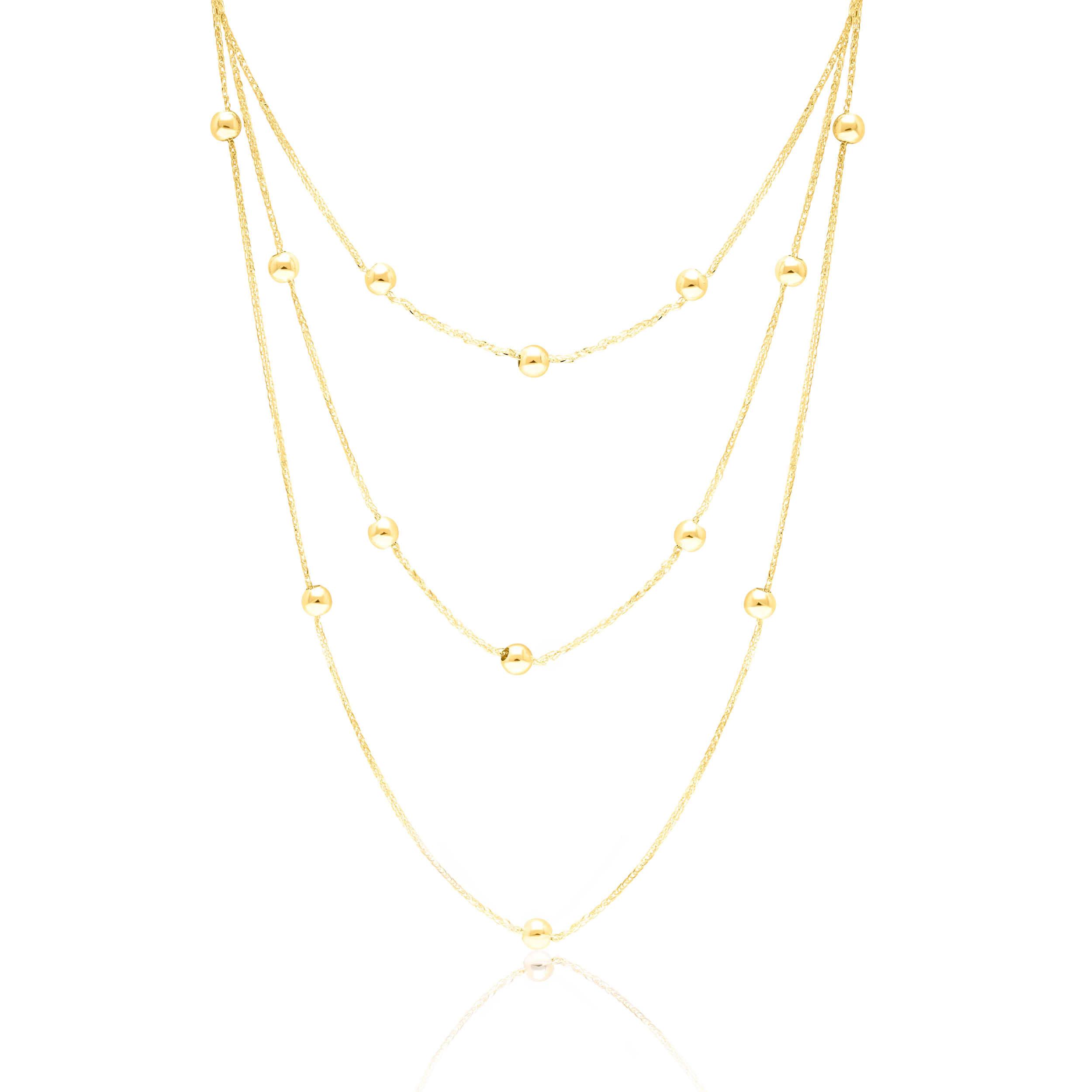 18K Pure Gold 3 Layer Ball Seed Necklace Talagold