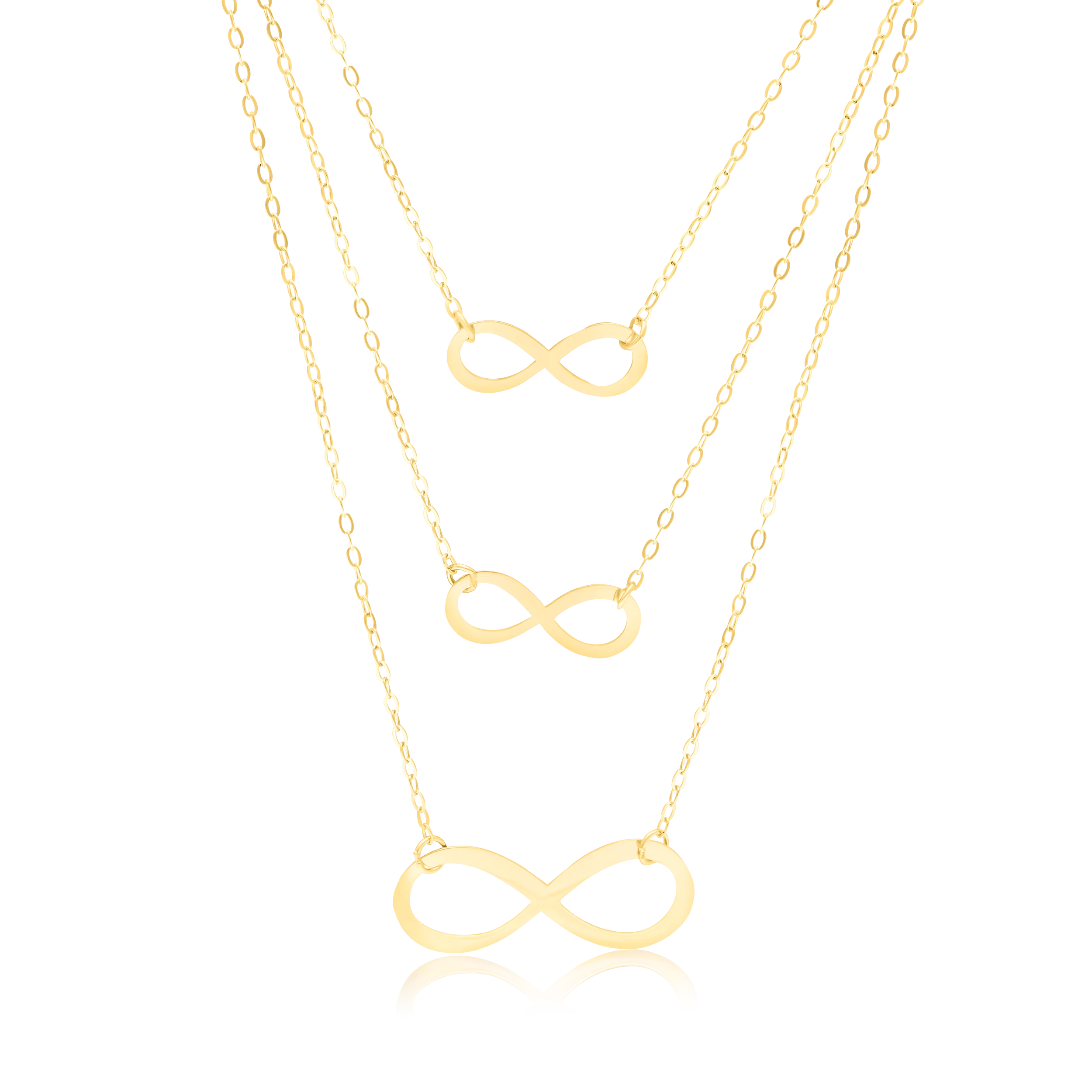 18K Pure Gold 3 Layer Infinity Necklace Talagold