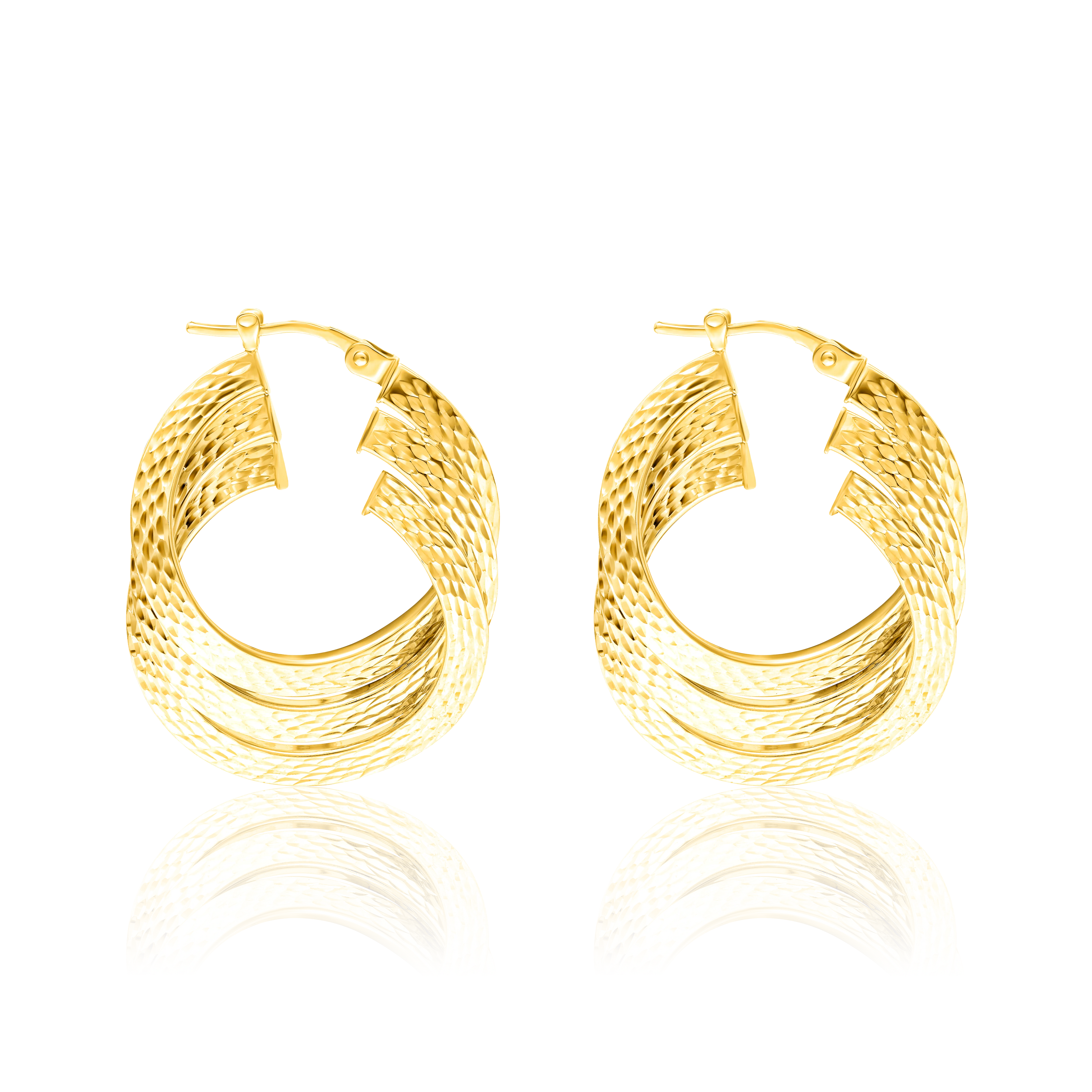 18K Pure Gold 3 Layer Round Earring Set Talagold