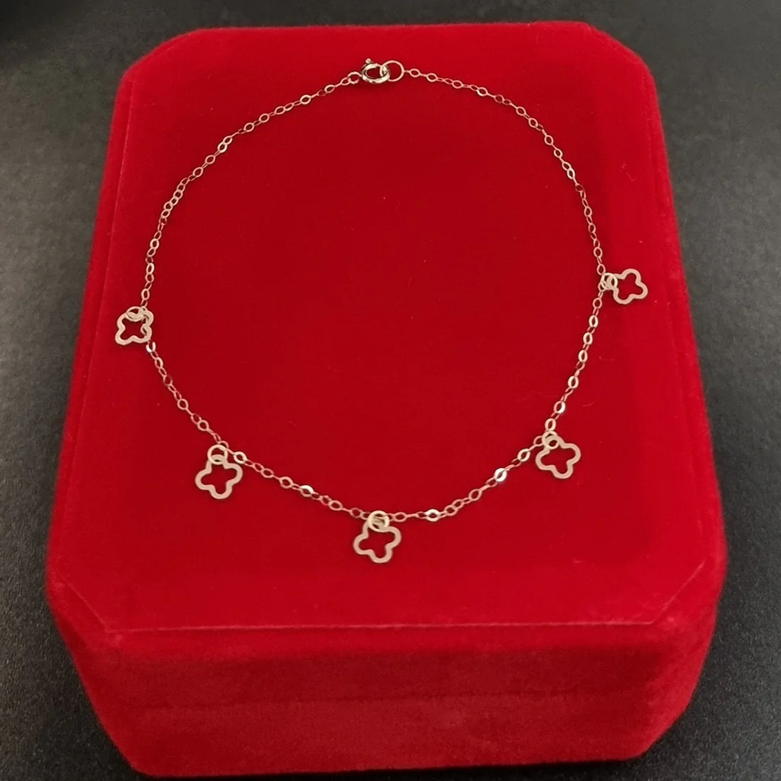 18K Pure Gold 5 Charm Flower Bracelet - Image 4