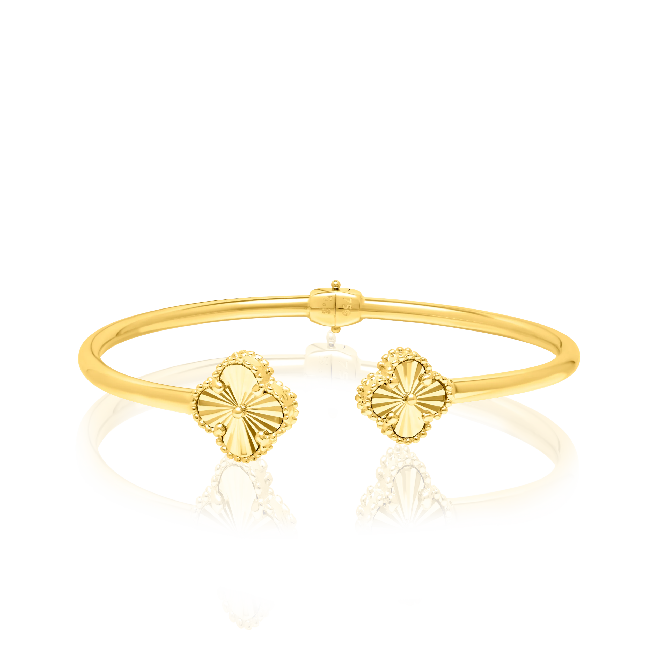 18K Pure Gold Adjustable Flower Bangle Talagold