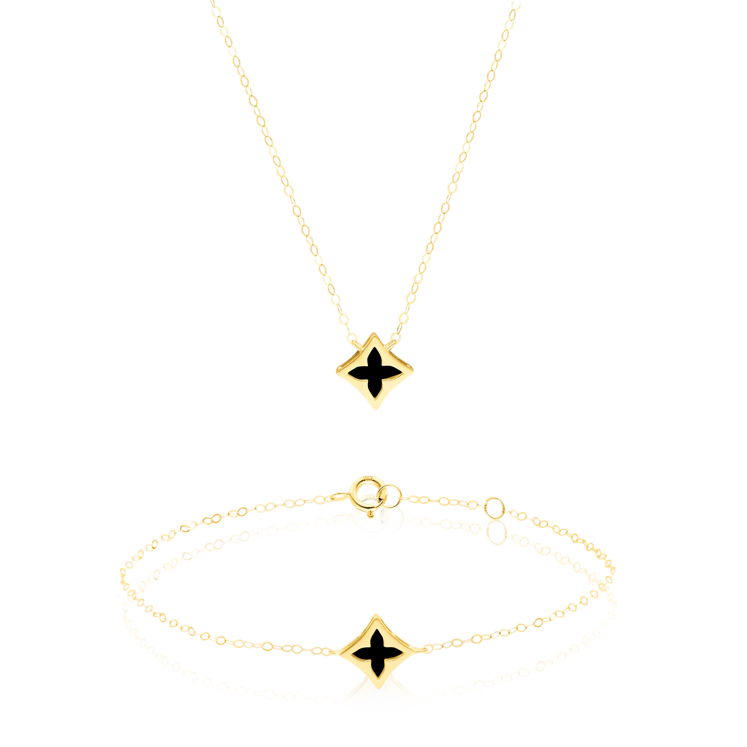 18K Pure Gold Black Star Jewelry Set Talagold