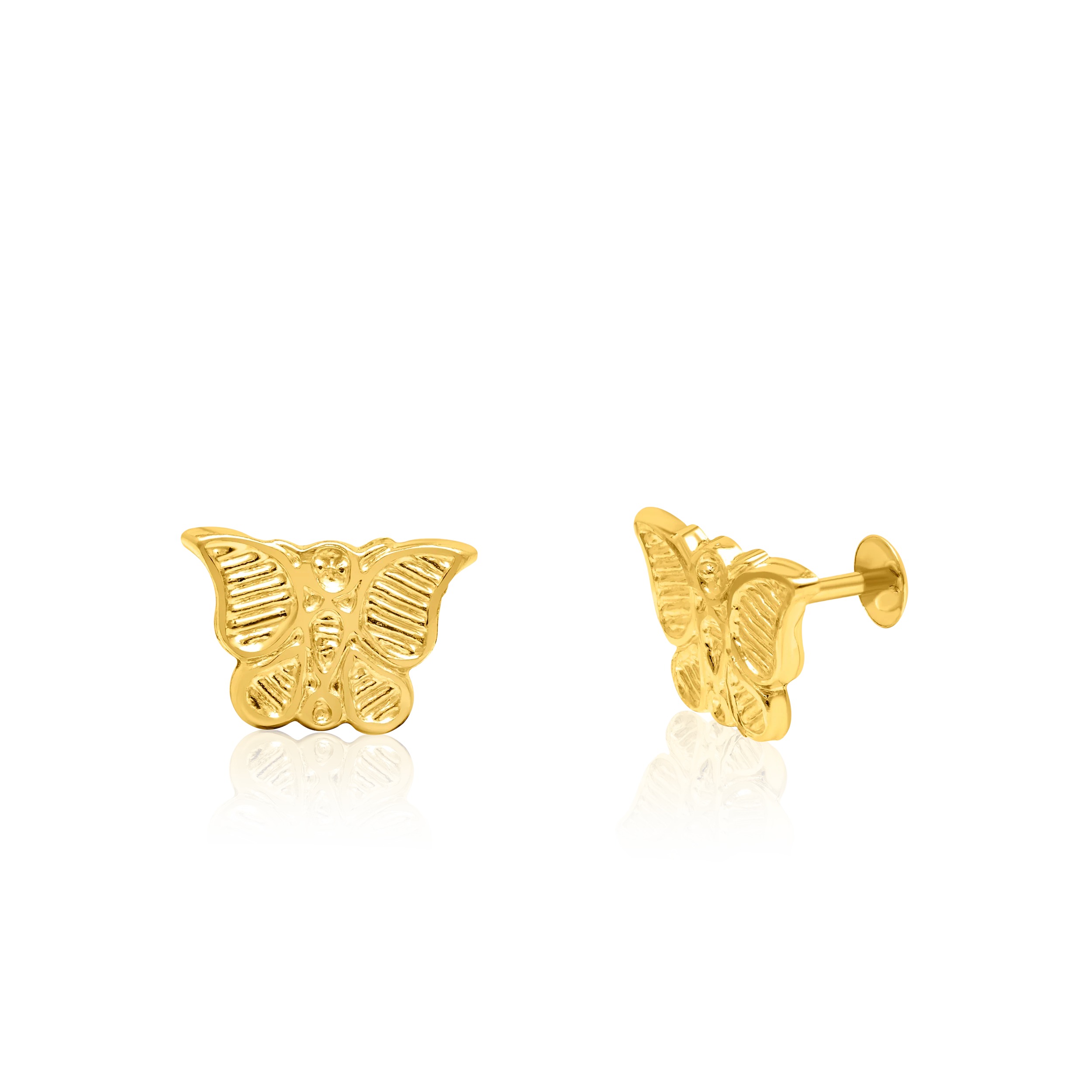 18K Pure Gold Butterfly Screw Earring Set Talagold