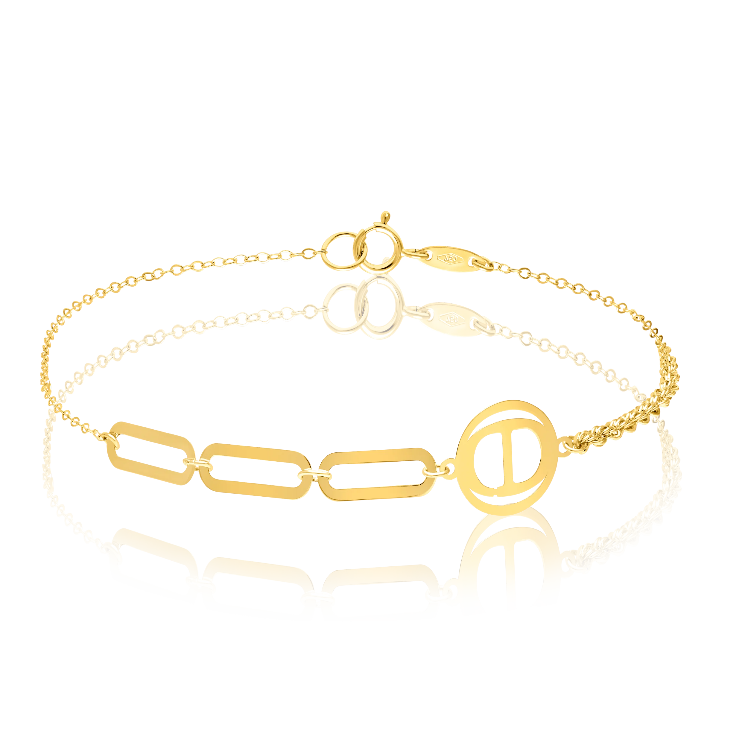 18K Pure Gold C.D Linked Rope Bracelet Talagold