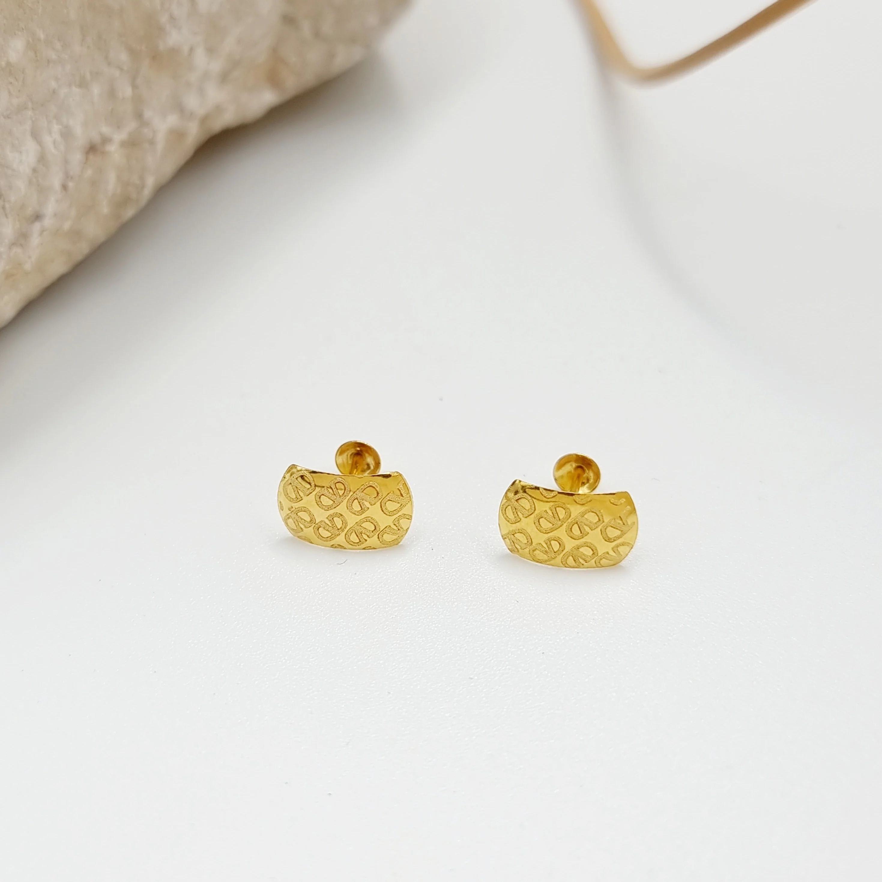 18K Pure Gold C.V.D Stud Earring Set - Image 3