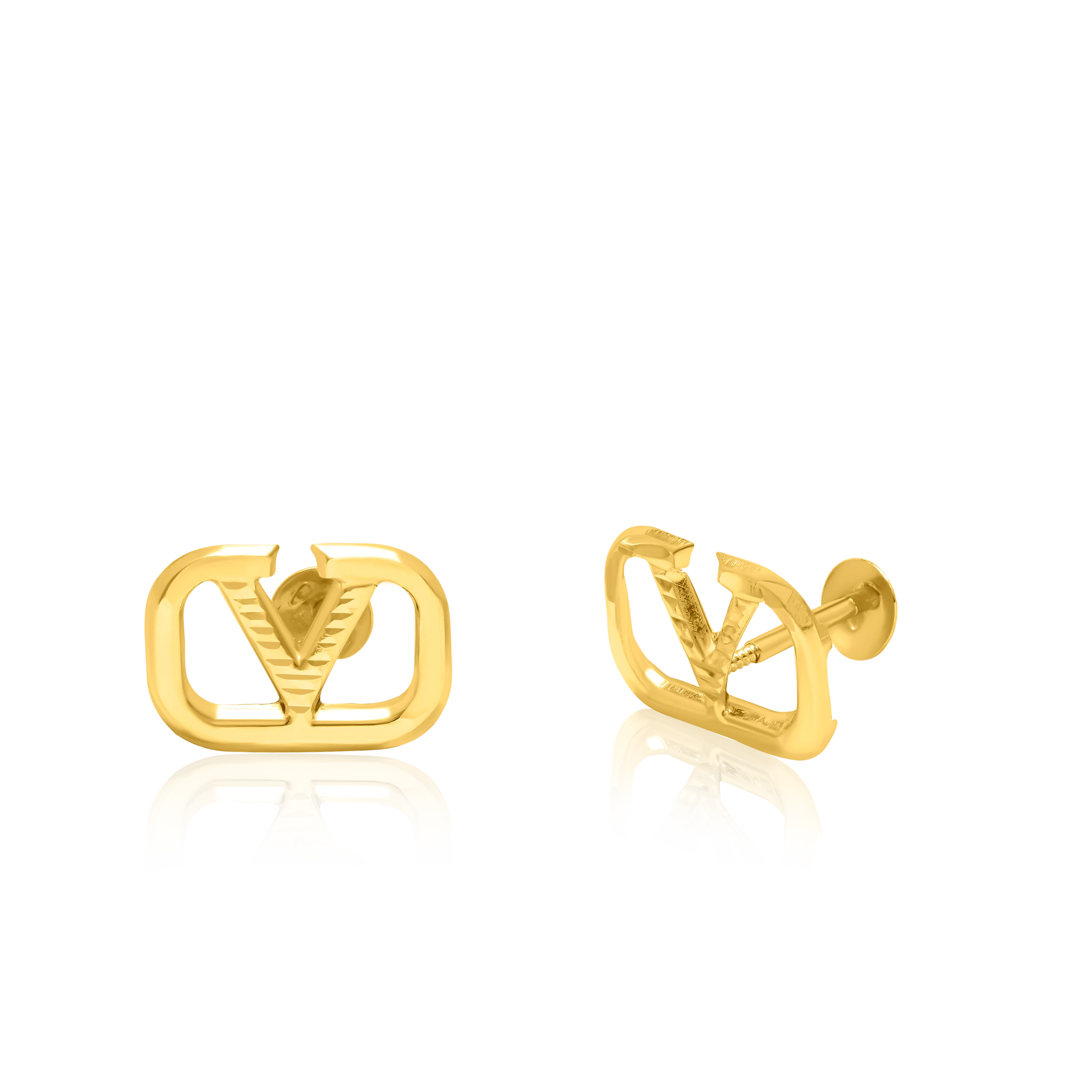 18K Pure Gold C.V Screw Earring Set Talagold