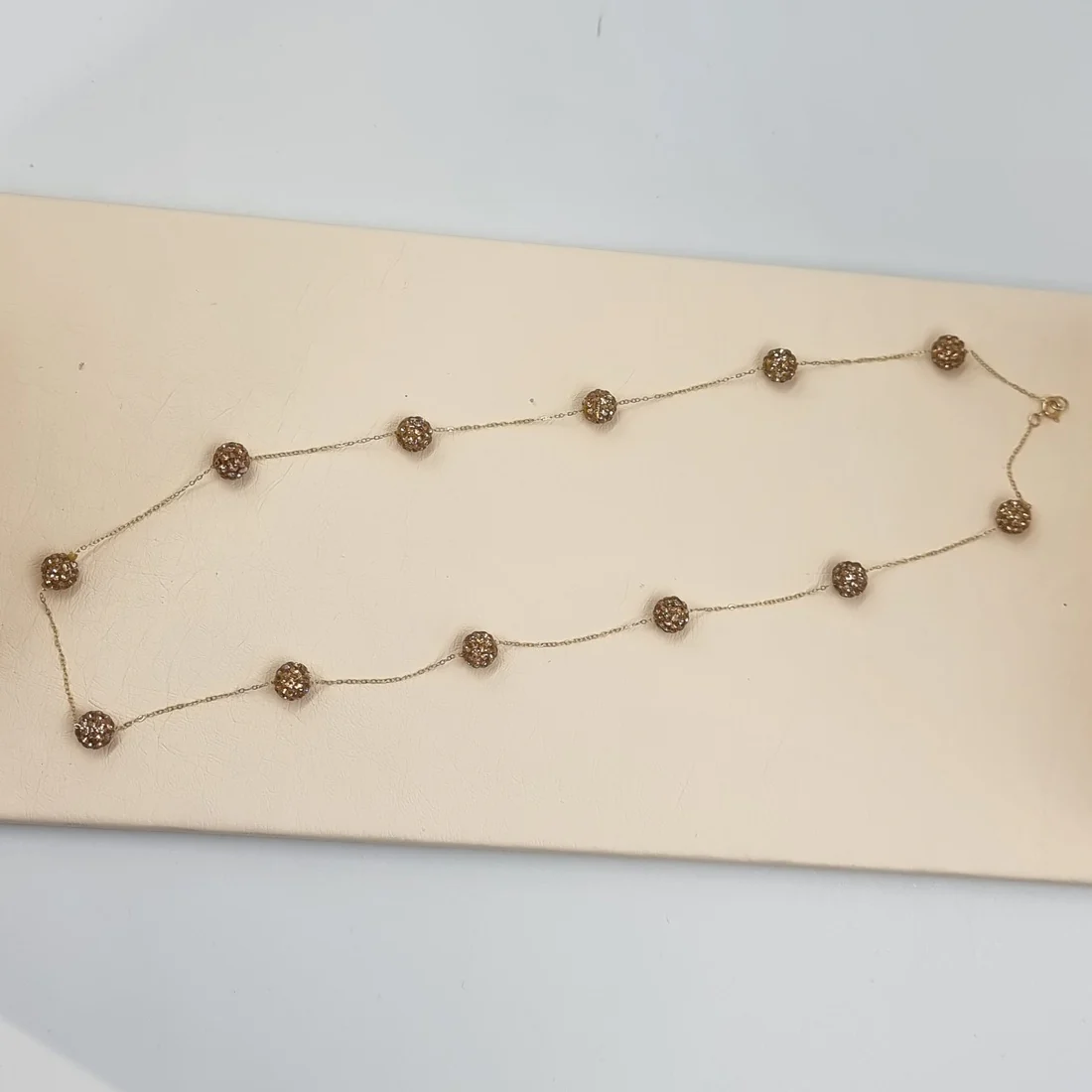 18K Pure Gold Crystal Gold Ball Necklace - Image 3