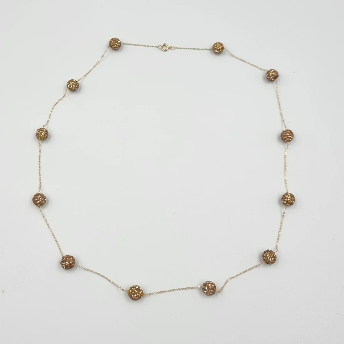 18K Pure Gold Crystal Gold Ball Necklace - Image 4