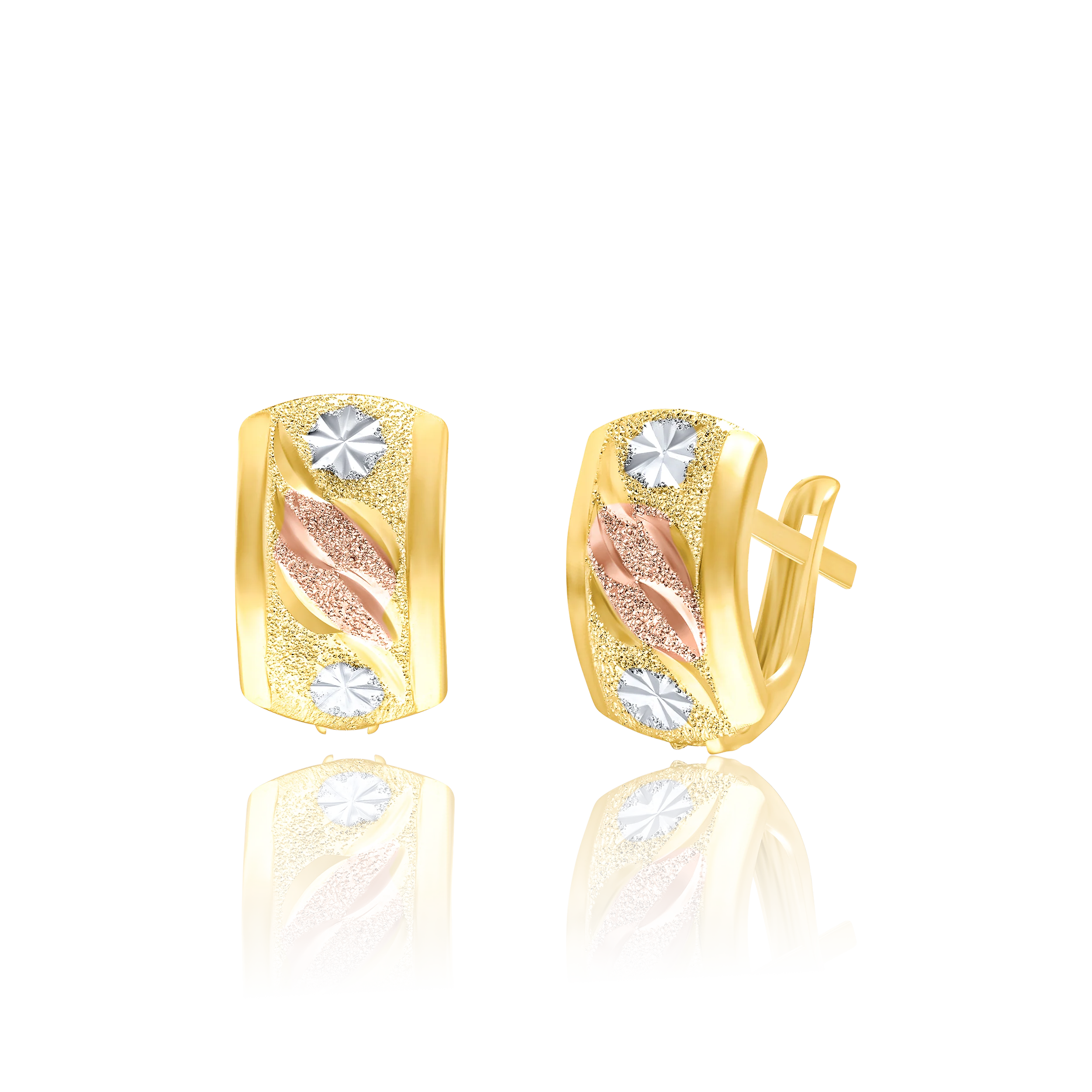 18K Pure Gold Curved Clip Earring Set Talagold