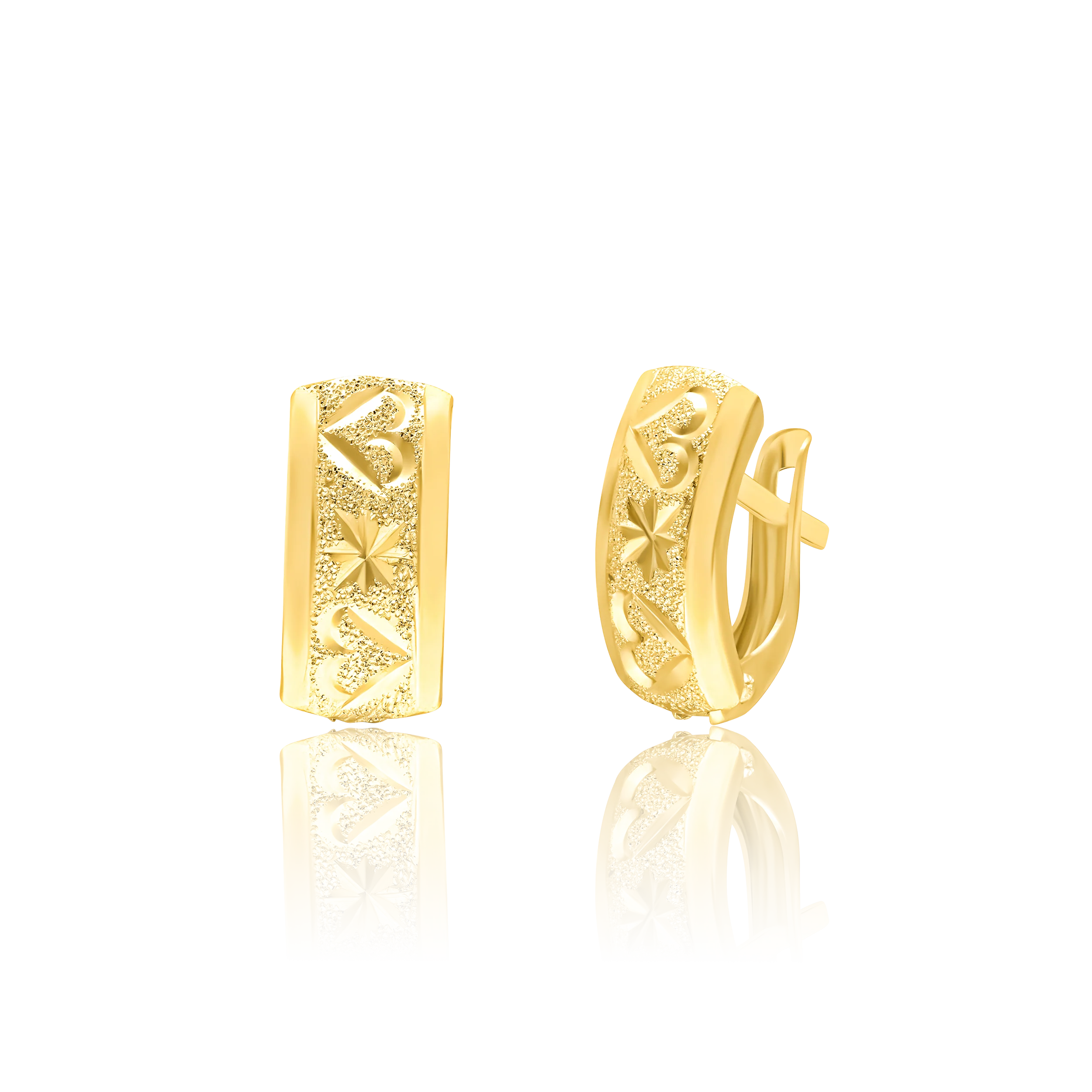 18K Pure Gold Curved Clip Earring Set Talagold