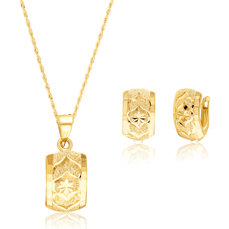 18K Pure Gold Curved Clip Jewelry Set Talagold