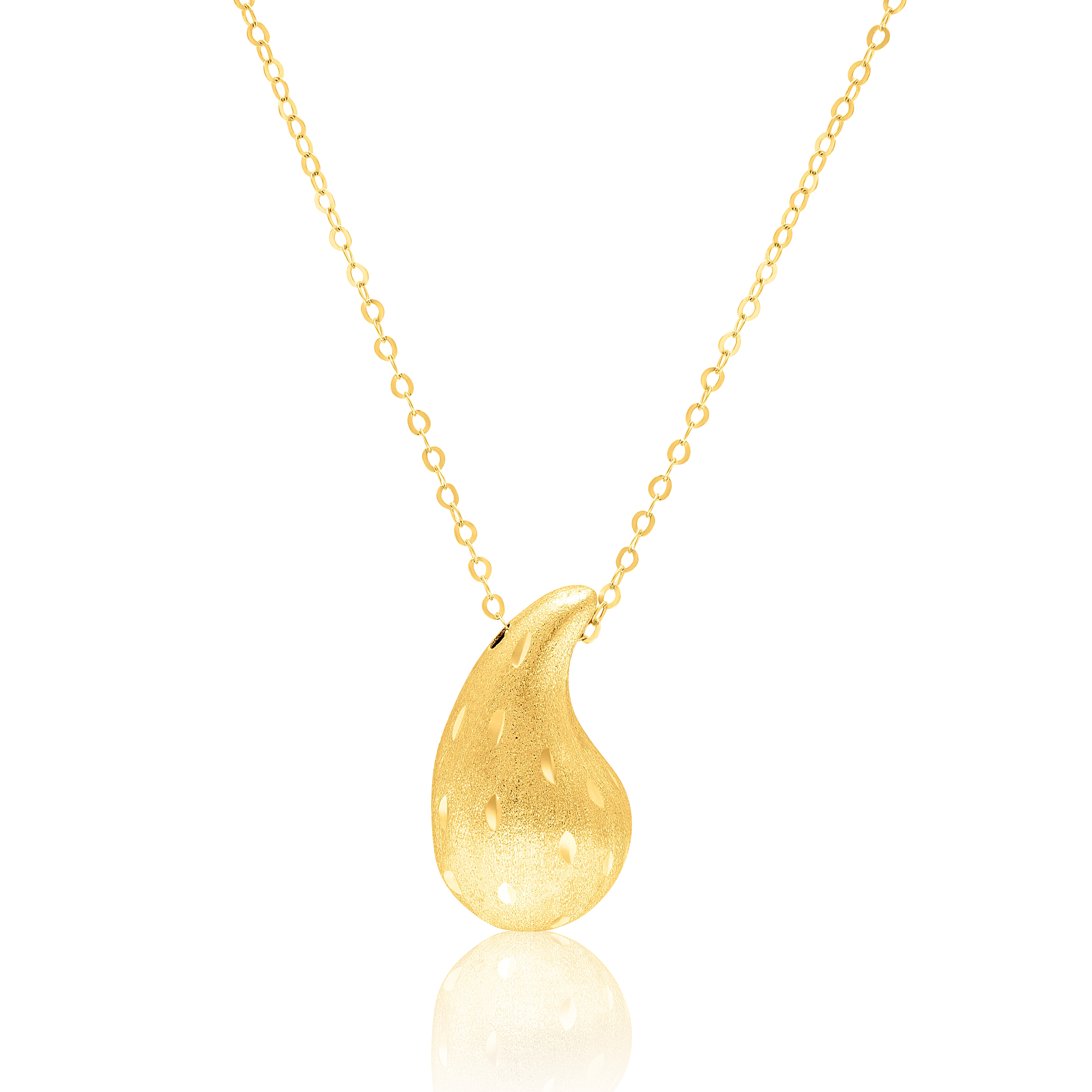 18K Pure Gold Curved Drop Necklace Talagold