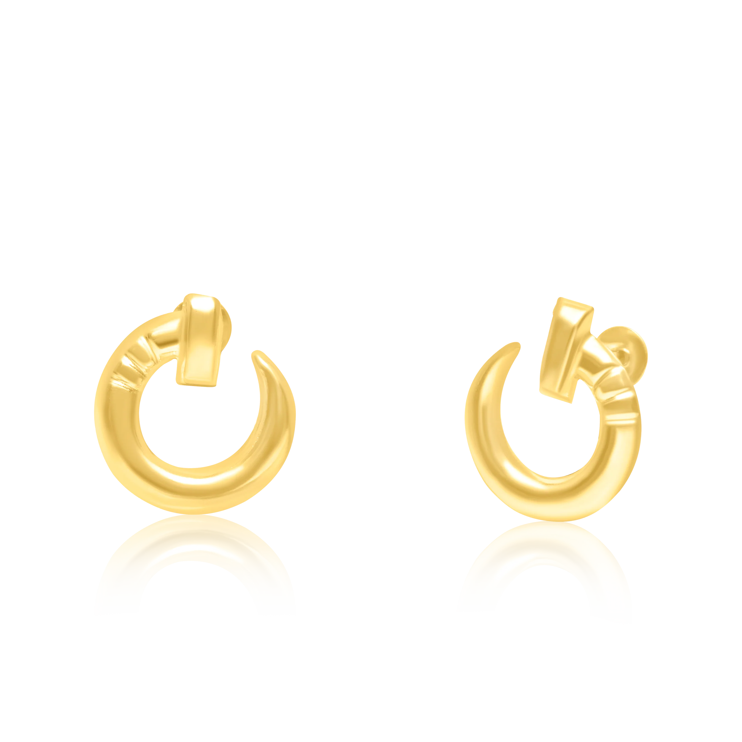 18K Pure Gold Curved Nail Screw Earring Set Talagold