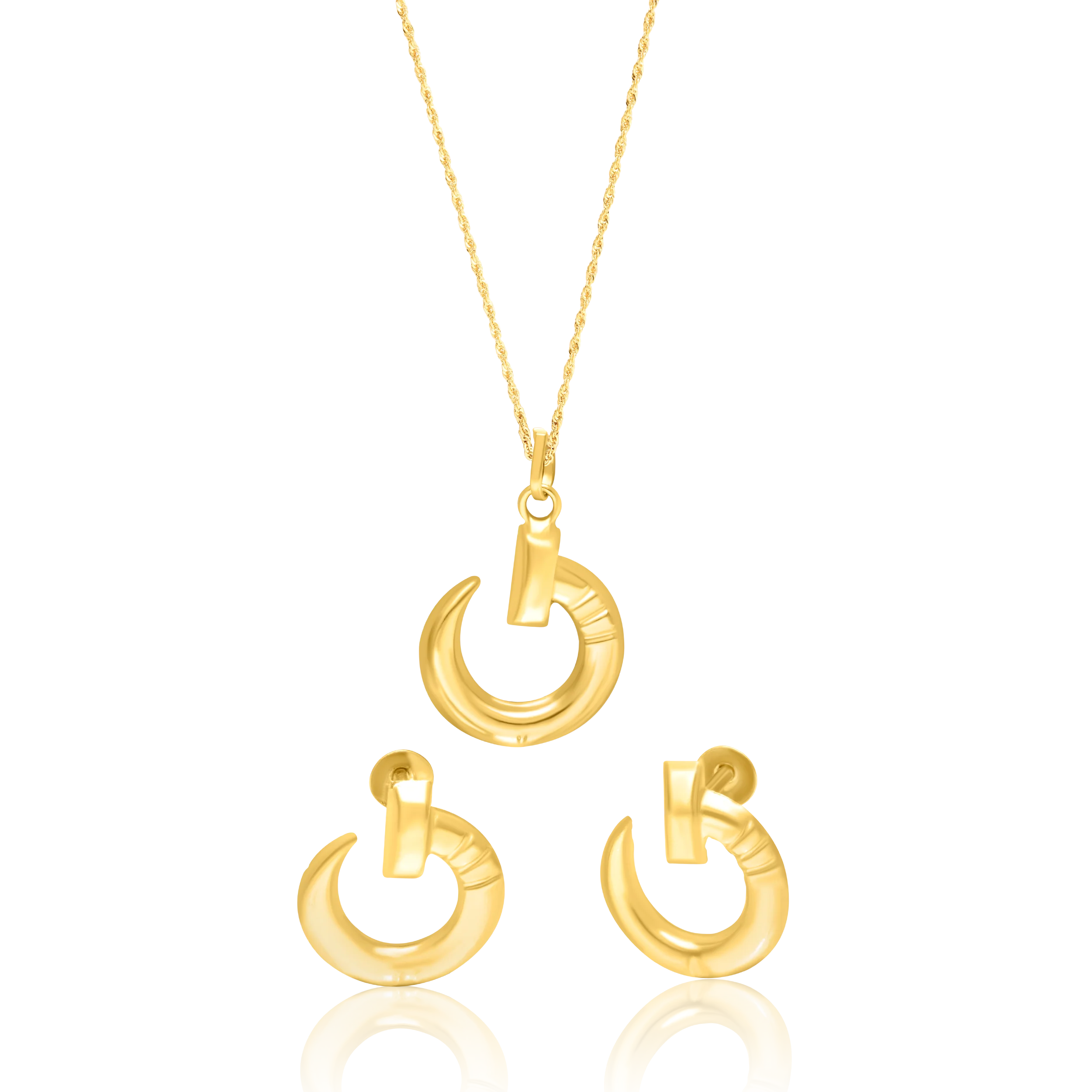 18K Pure Gold Curved Nail Screw Jewelry Set Talagold