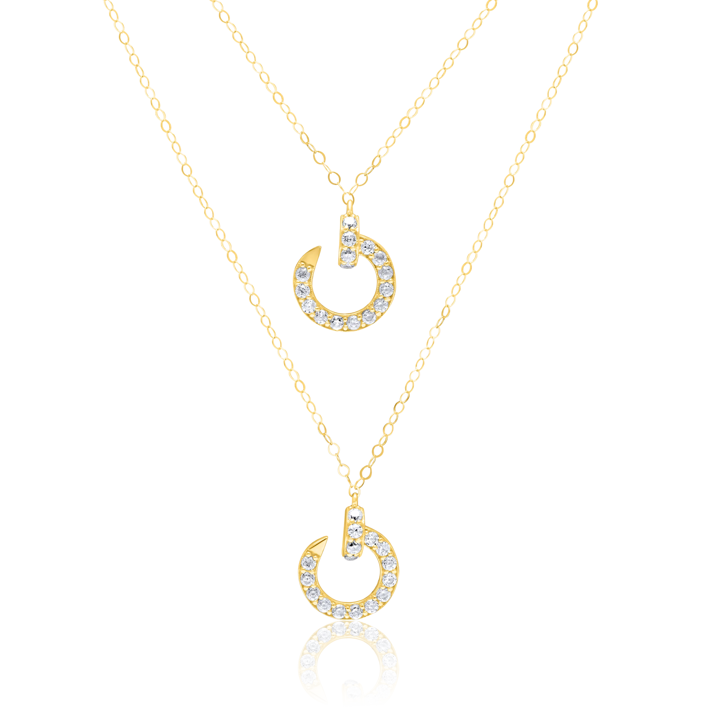 18K Pure Gold 2 Layer Curved Nail Stone Necklace Talagold