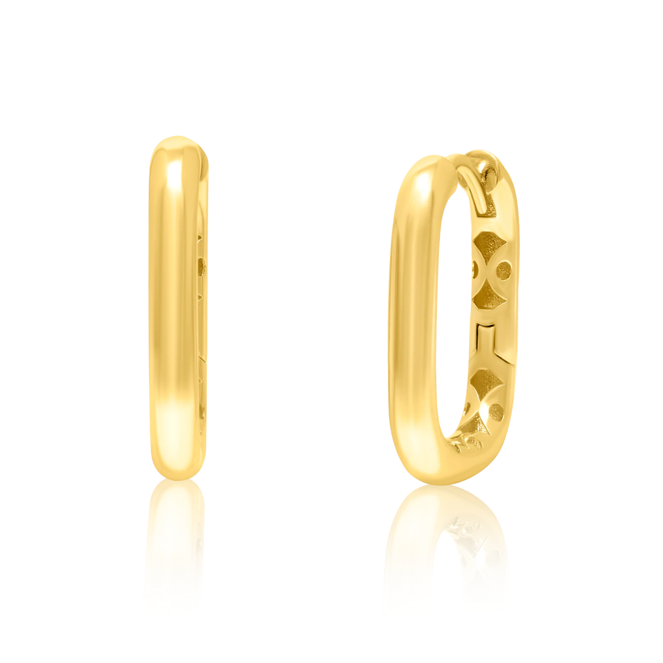 18K Pure Gold Curved Square Earring Set Talagold