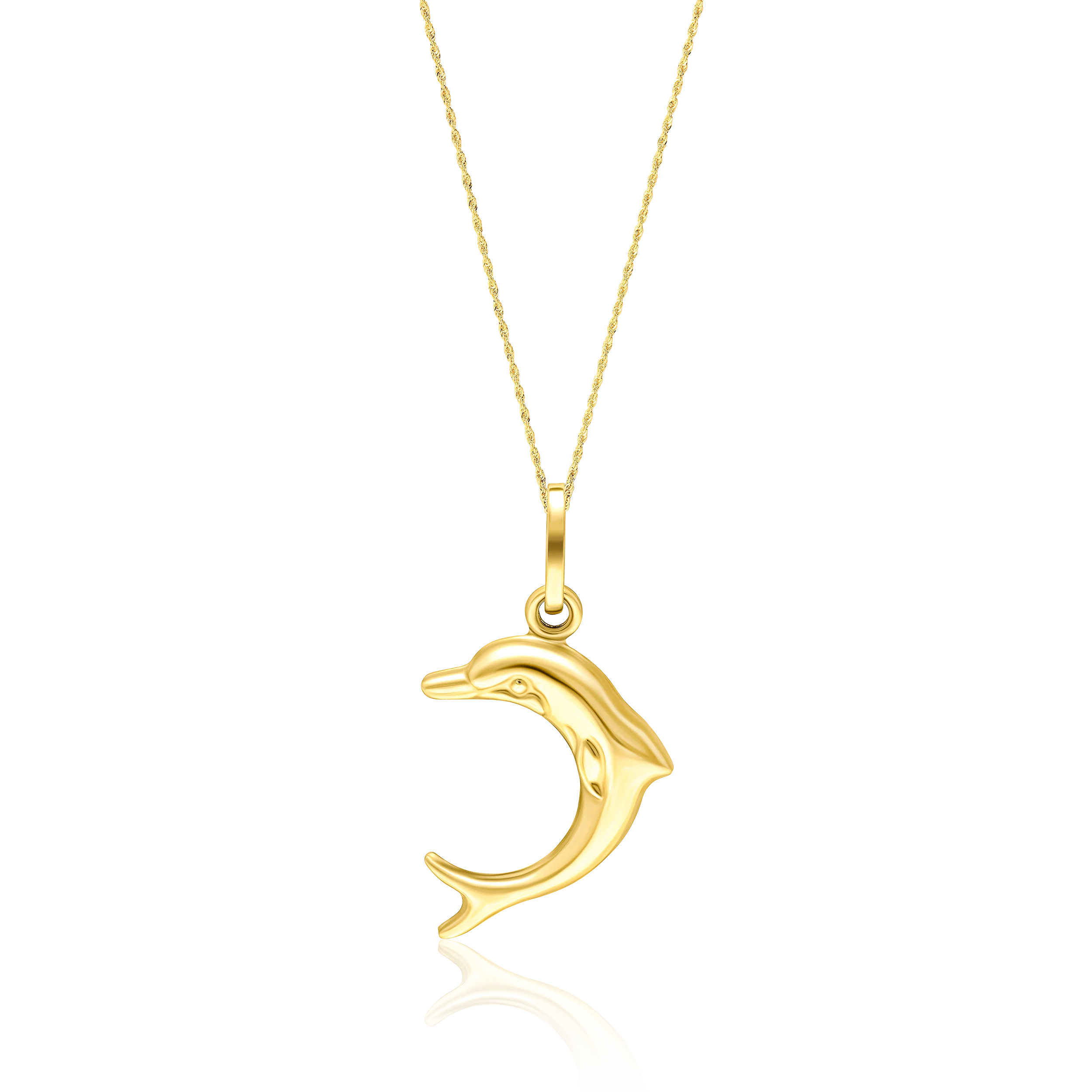 18K Pure Gold Dolphin Necklace Talagold
