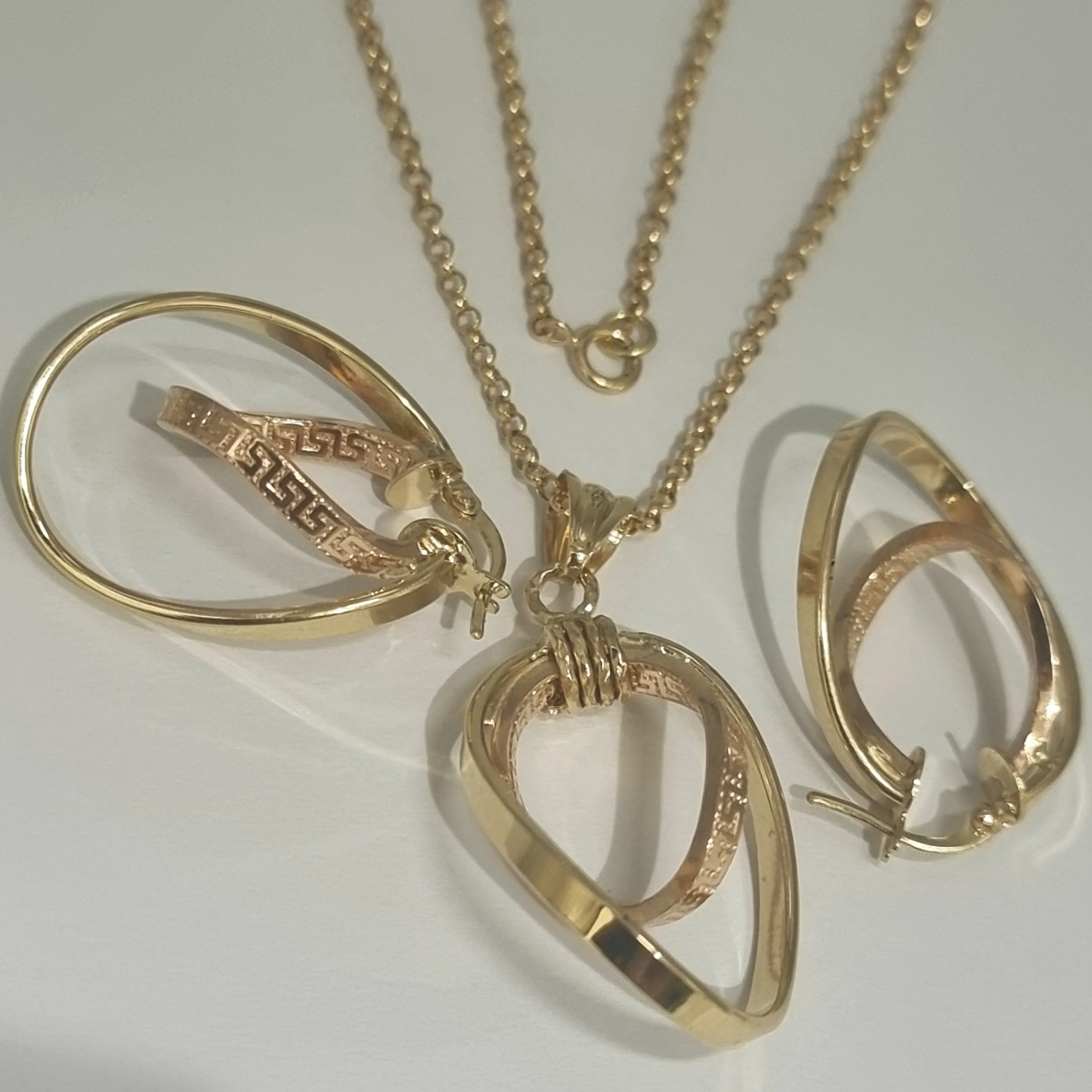 18K Pure Gold Double Oval Jewelry Set - Image 3