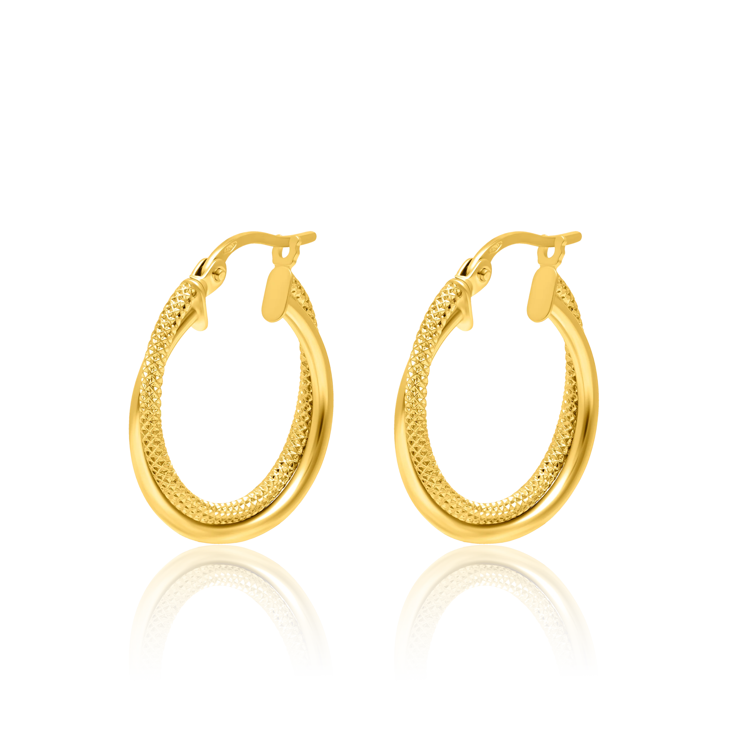 18K Pure Gold Double Round Hoop Earring Set Talagold