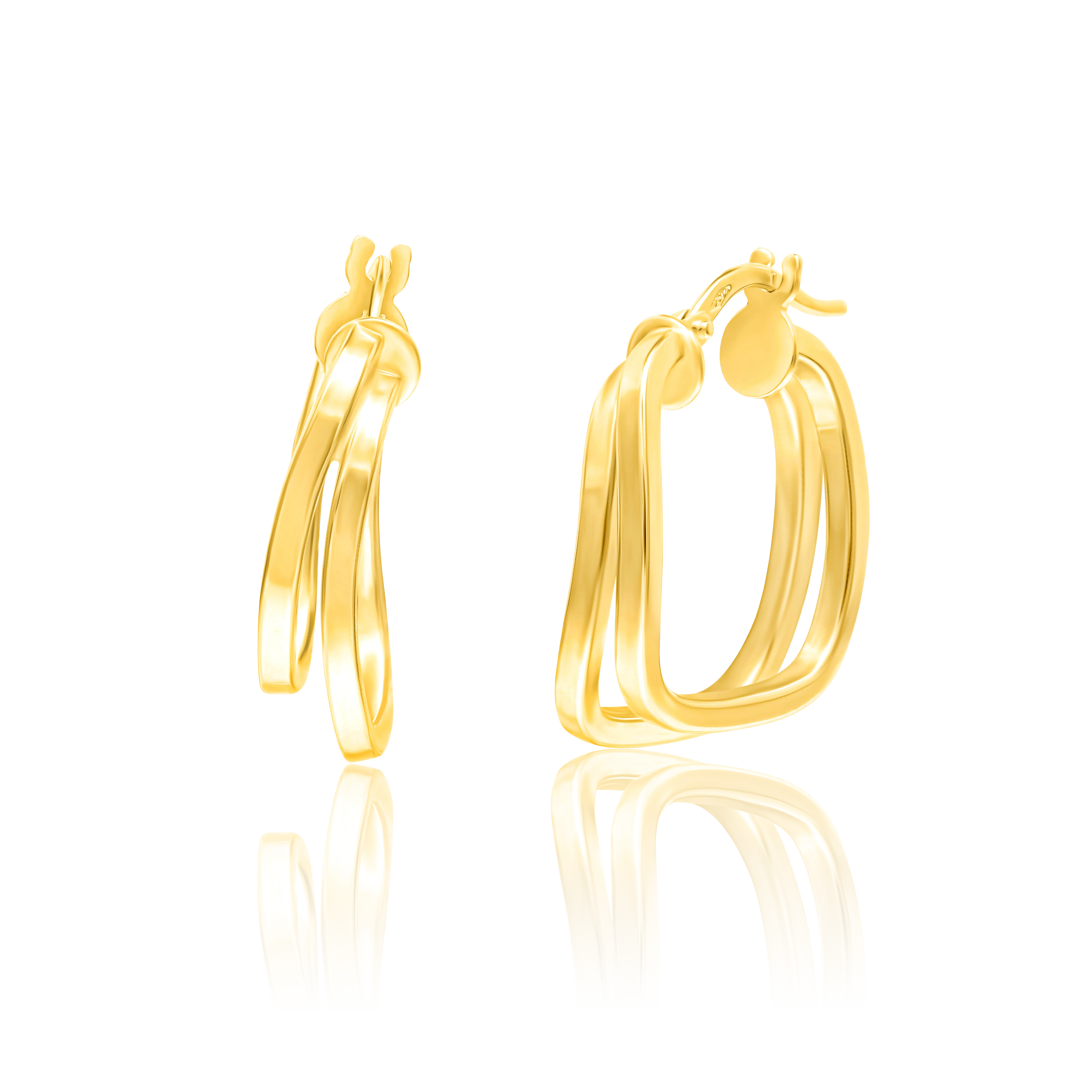 18K Pure Gold Double Square Earring Set Talagold
