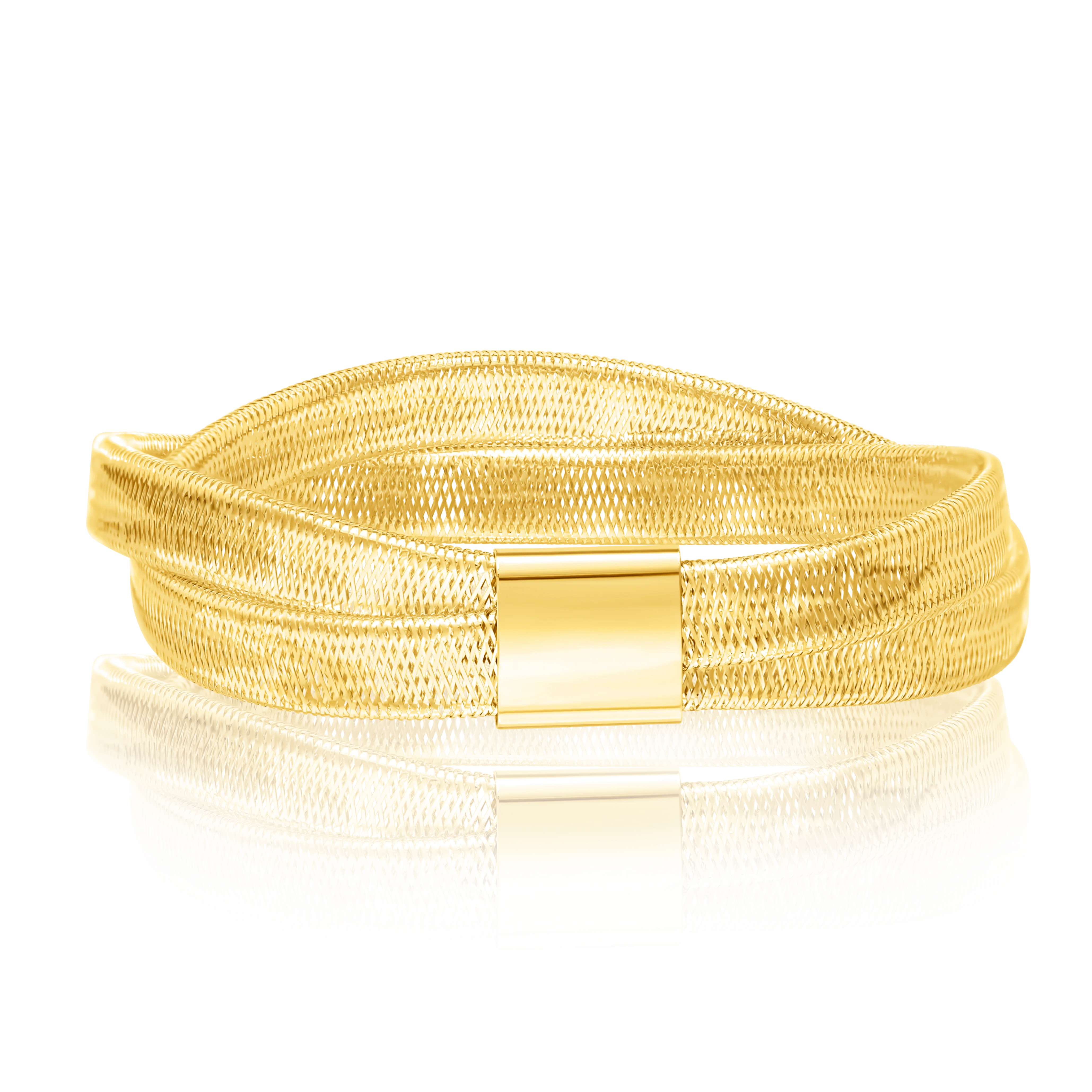 18K Pure Gold Elastic Thick Knot Bangle Talagold