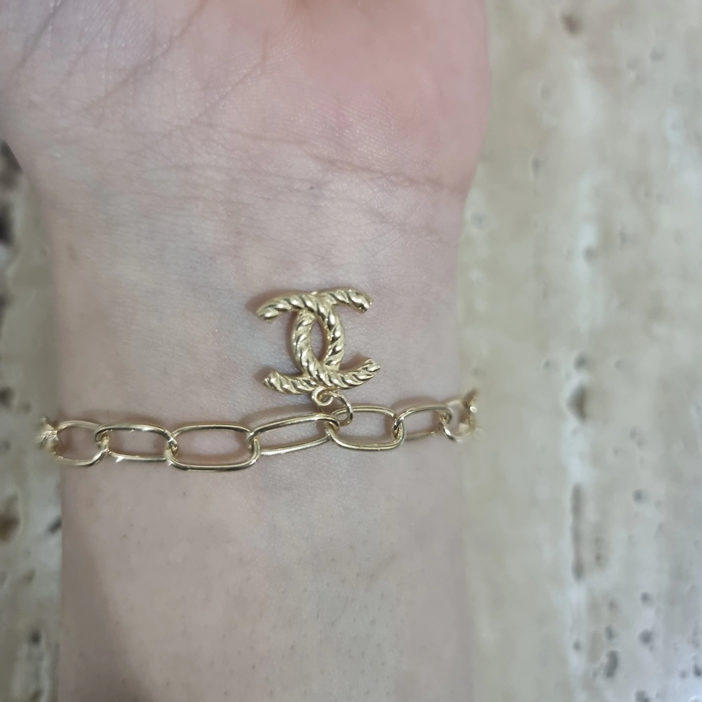 18K Pure Gold Elegant C.H Bracelet - Image 7