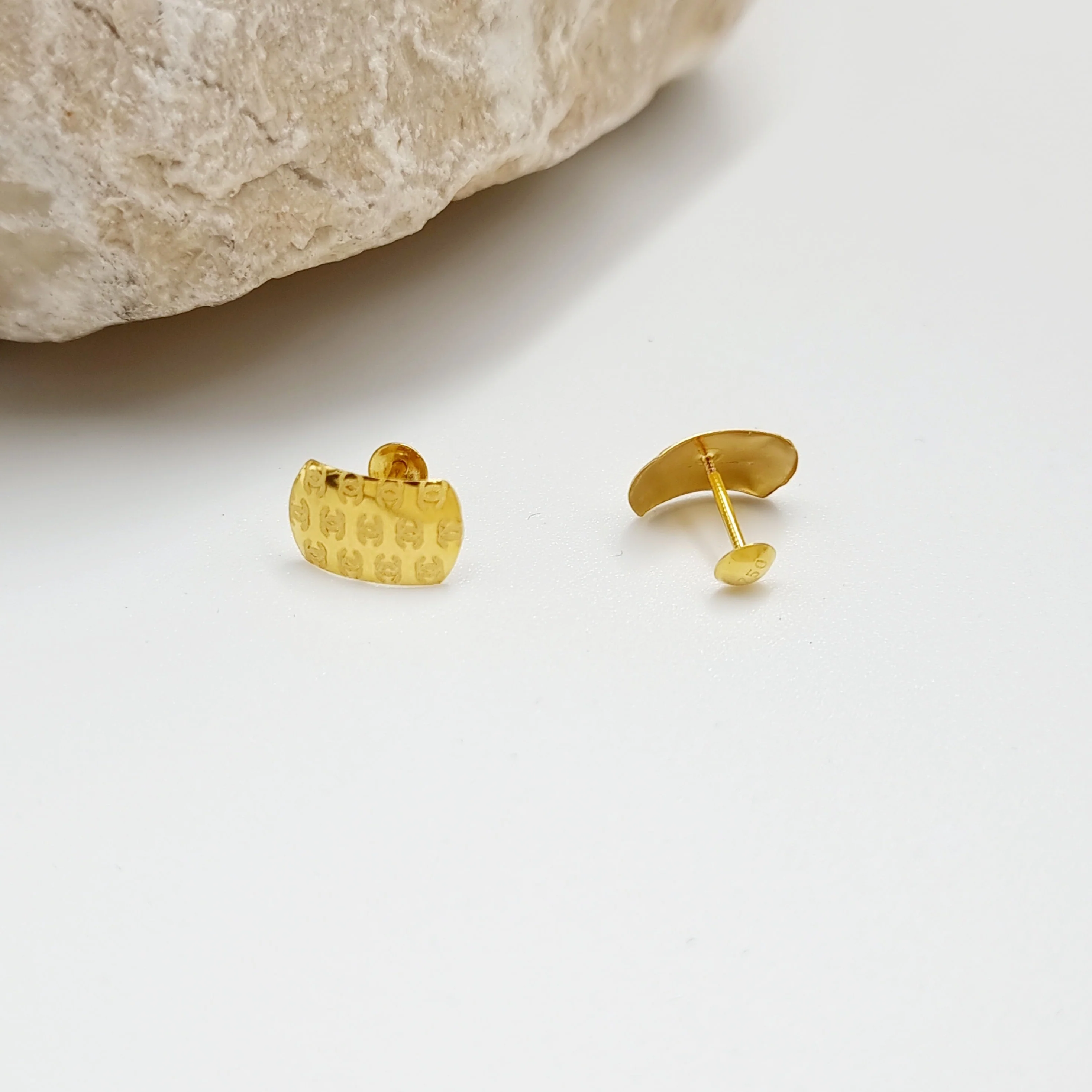 18K Pure Gold C.H Stud Earring Set - Image 4
