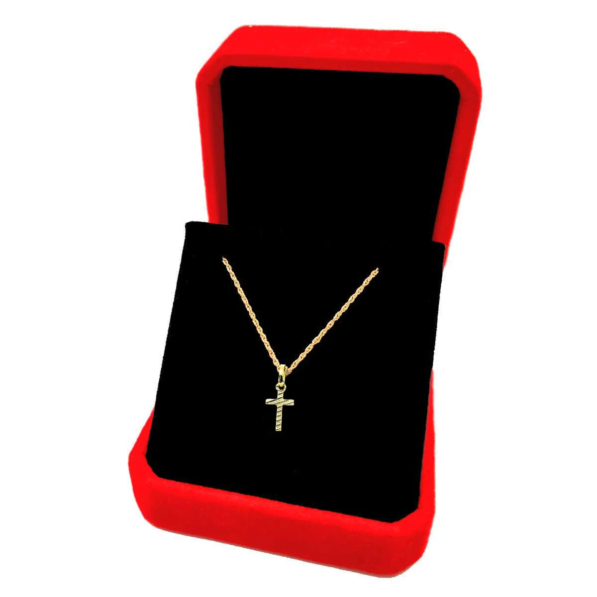 18K Pure Gold Elegant Cross Necklace - Image 4