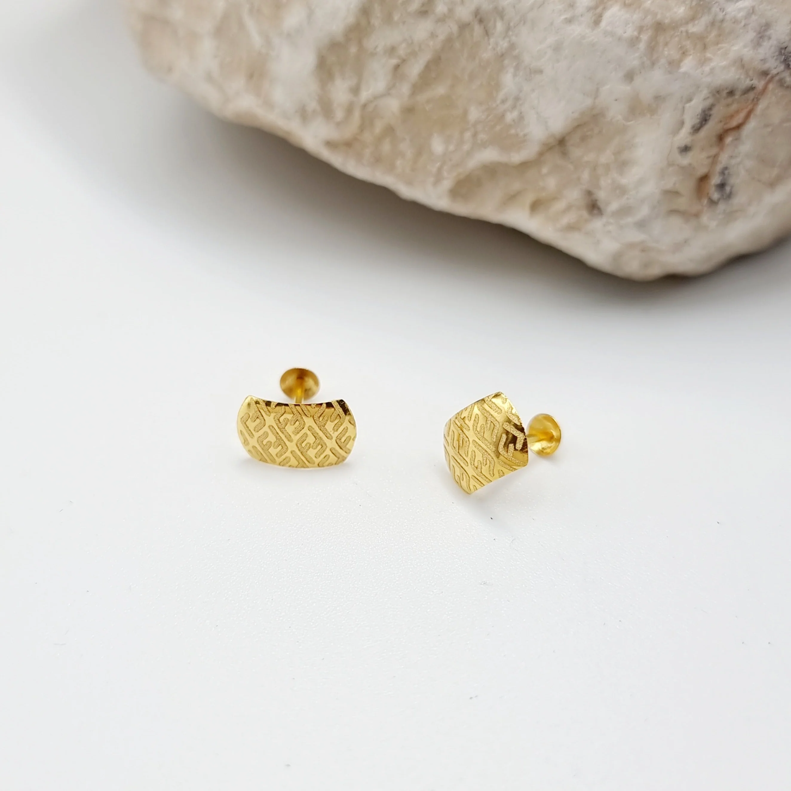 18K Pure Gold F.F Stud Earring Set - Image 3