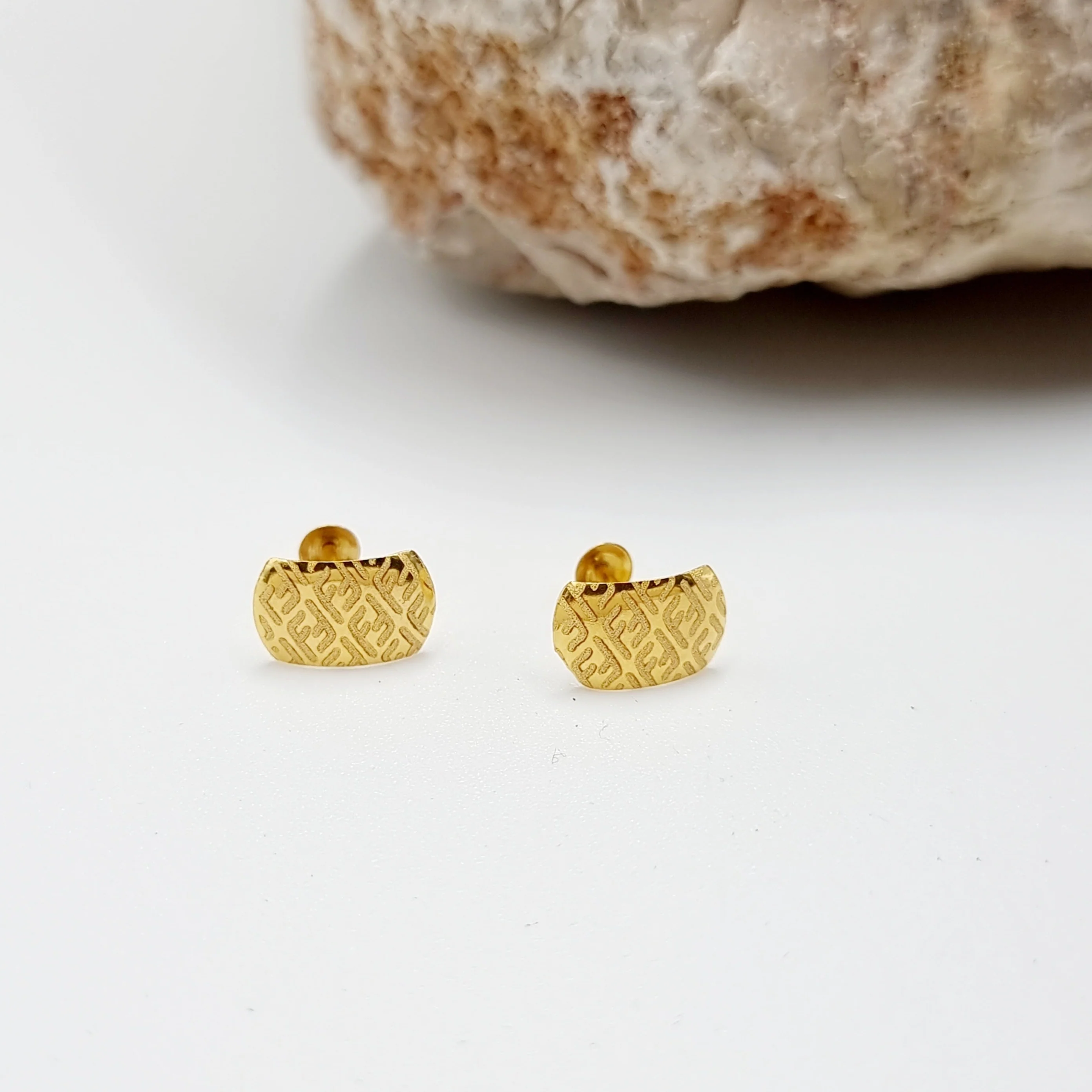18K Pure Gold F.F Stud Earring Set - Image 4