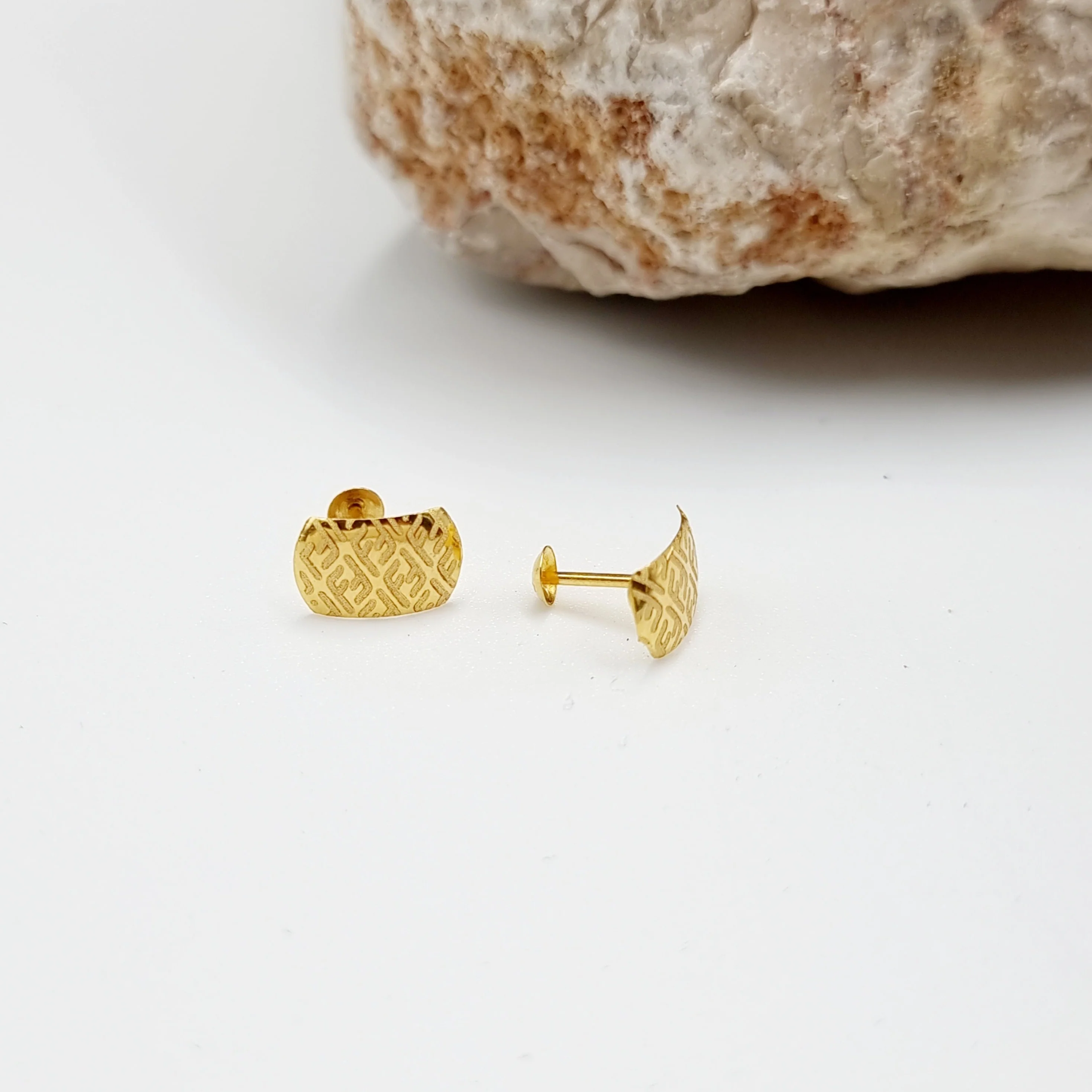 18K Pure Gold F.F Stud Earring Set - Image 5