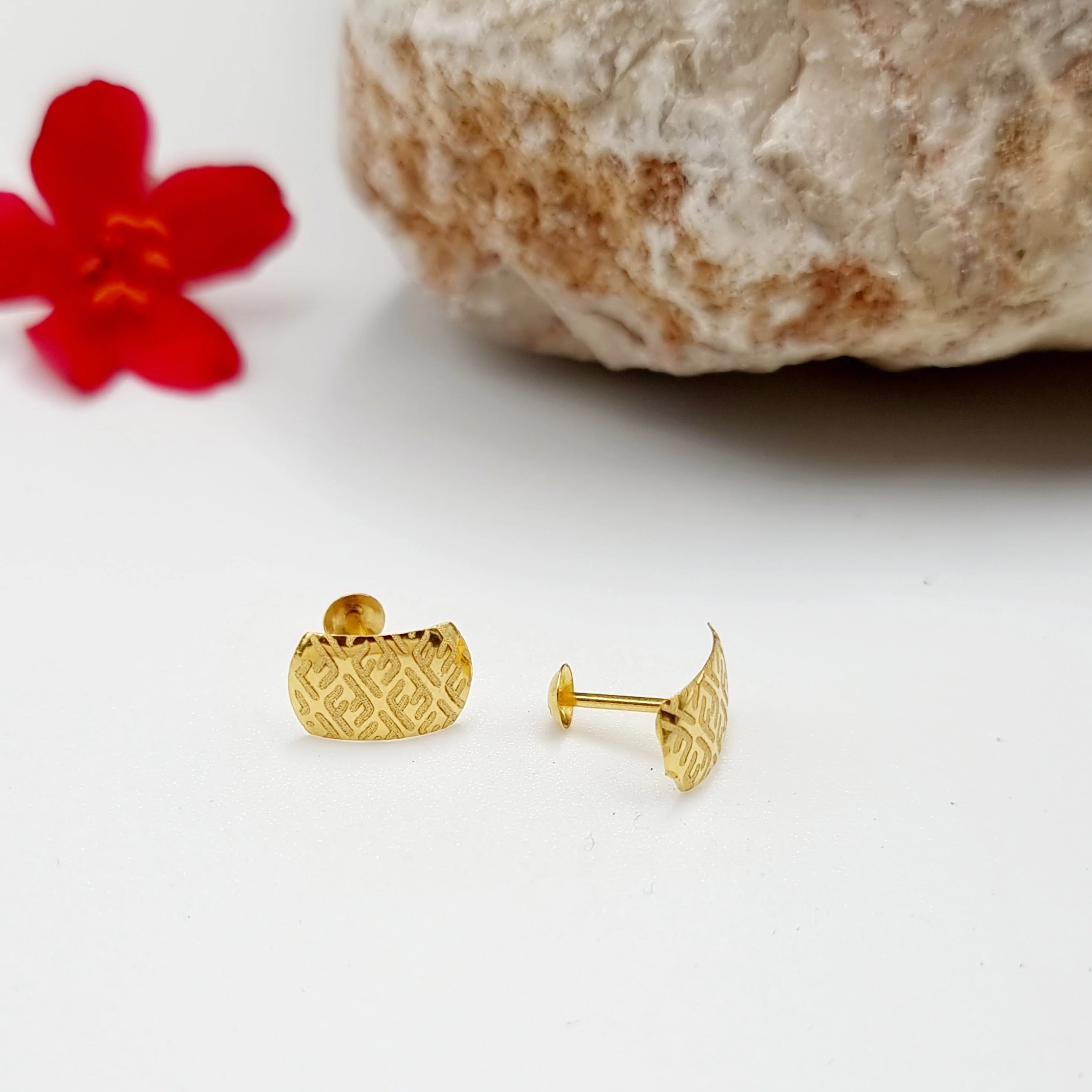 18K Pure Gold F.F Stud Earring Set - Image 6