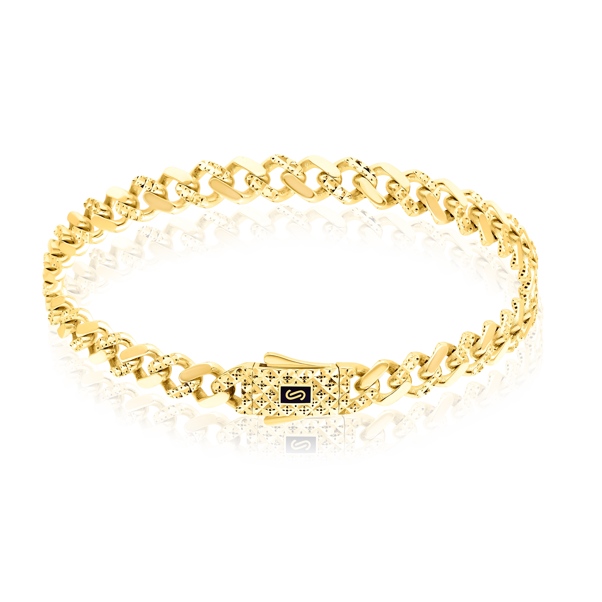 18K Pure Gold Elegant Linked Thick Bracelet Talagold