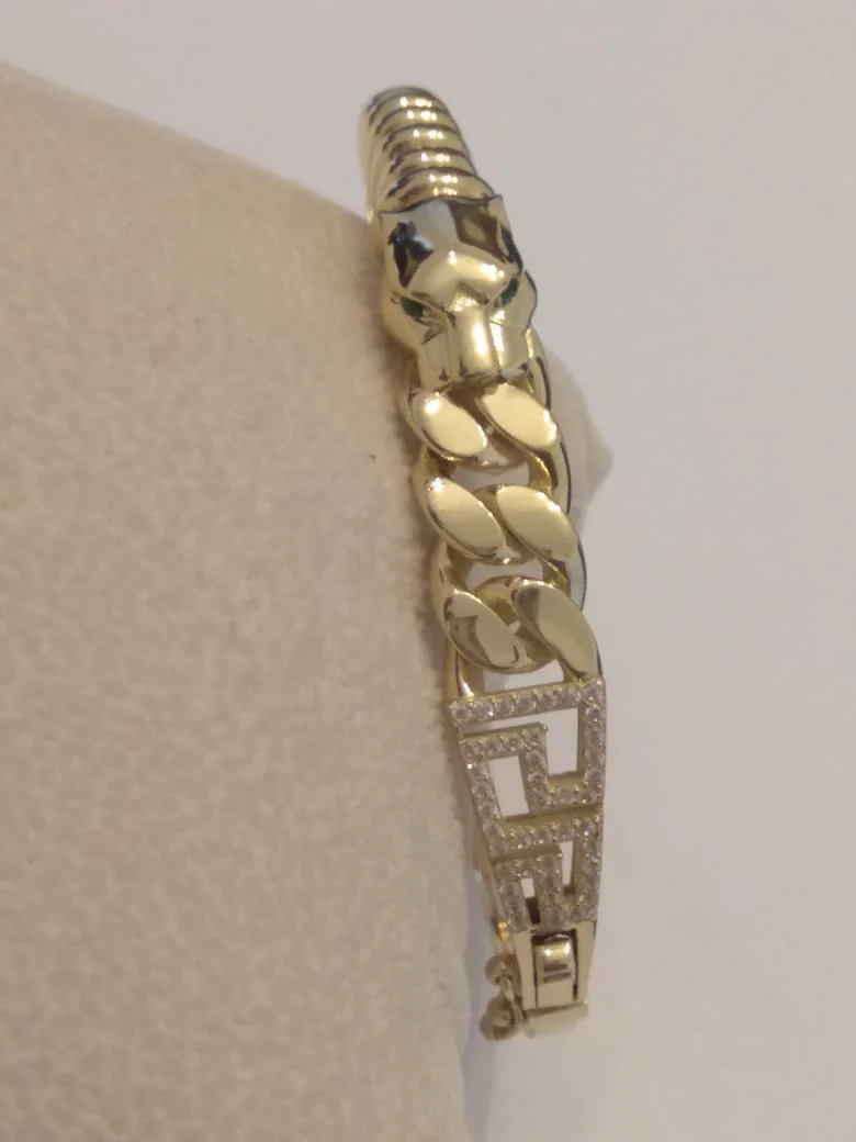 18K Pure Gold Elegant Panther Bangle - Image 4