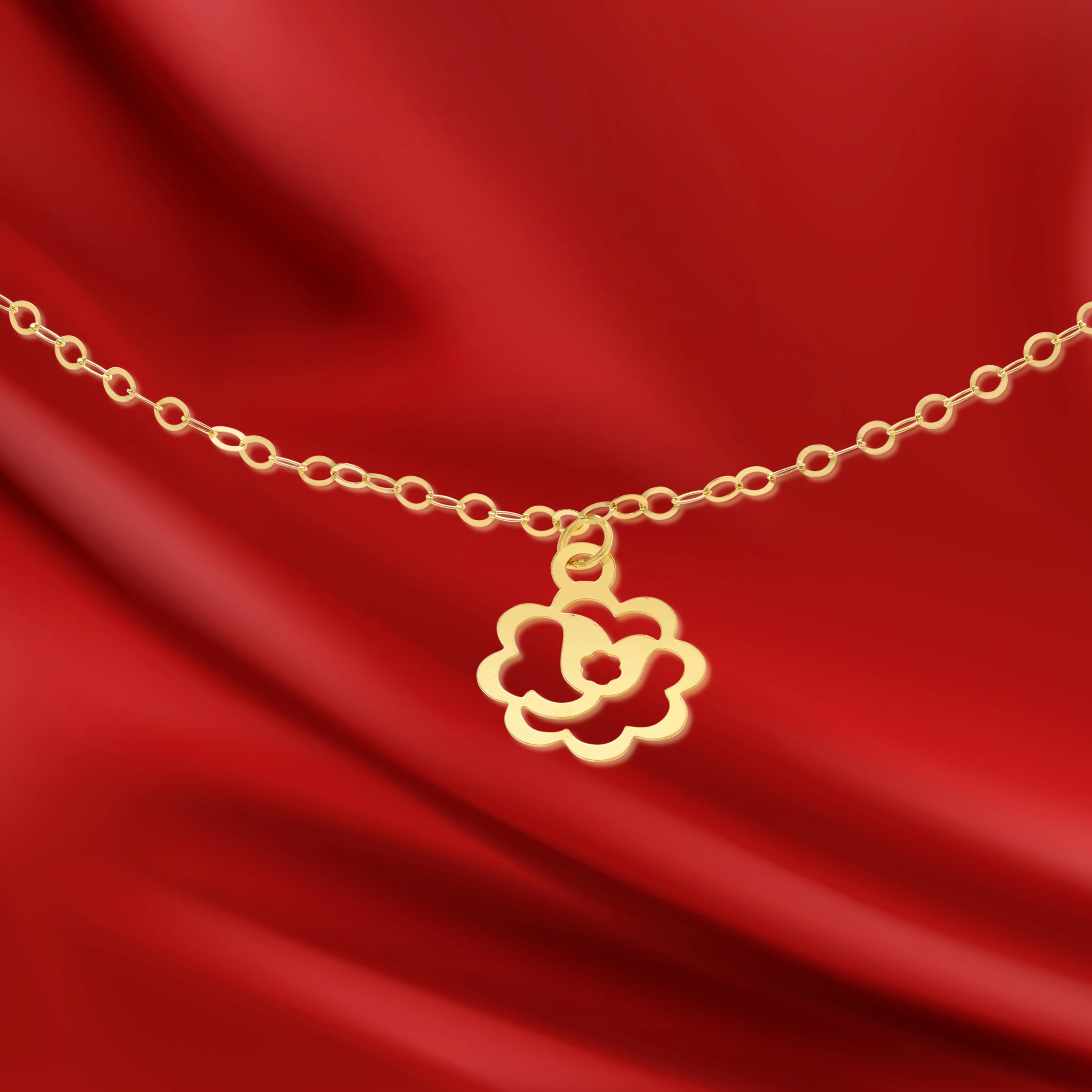 18K Pure Gold Fine Flower Bracelet - Image 5